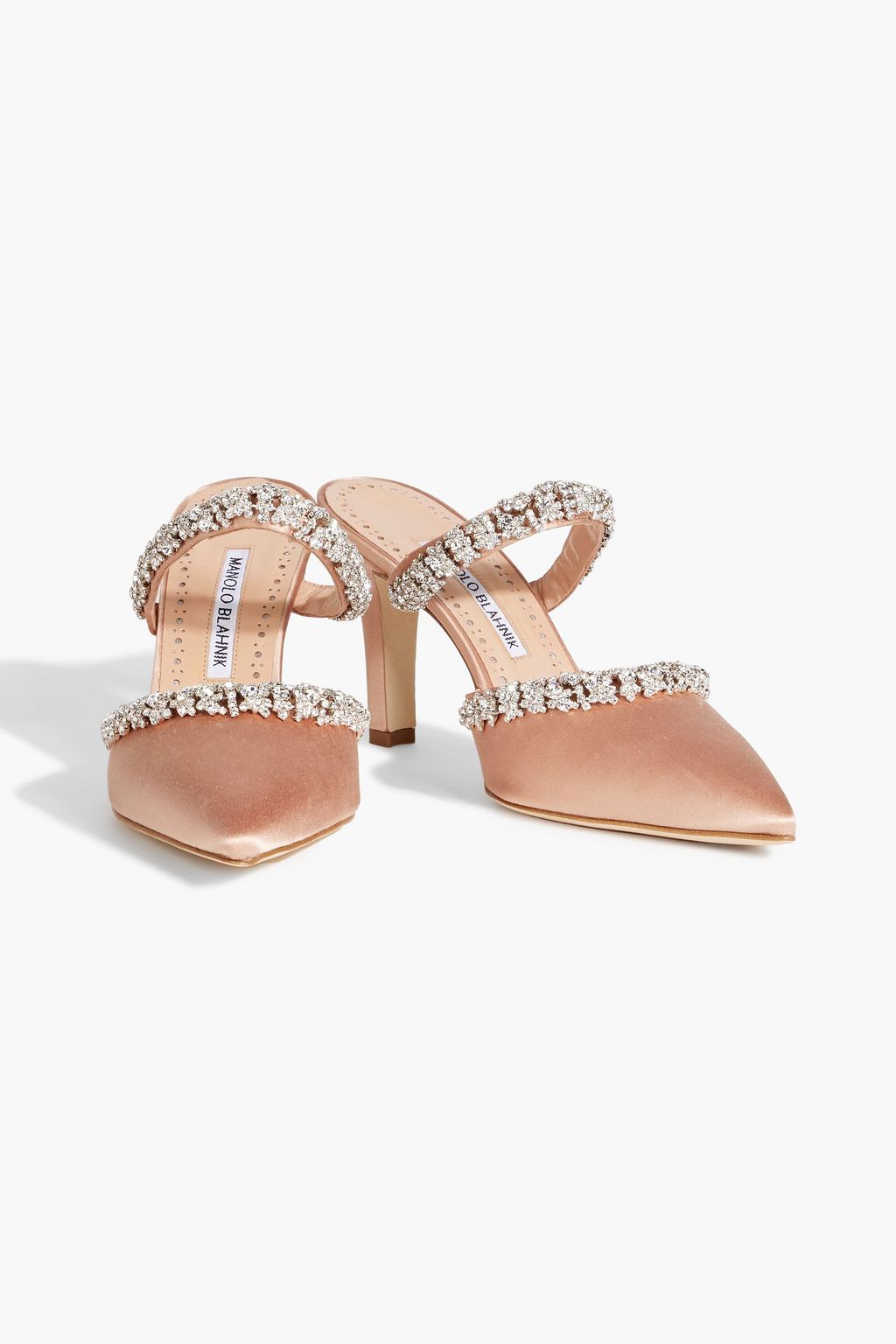 MANOLO BLAHNIK Vedadamu 90 crystal-embellished satin mules