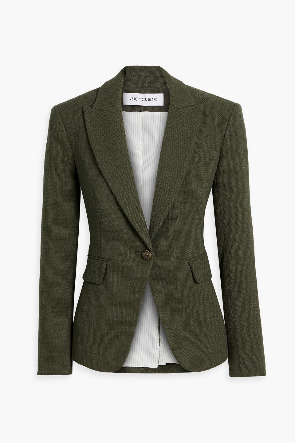 Cutaway Dickey Cotton blend Boucle tweed Blazer In Army Green