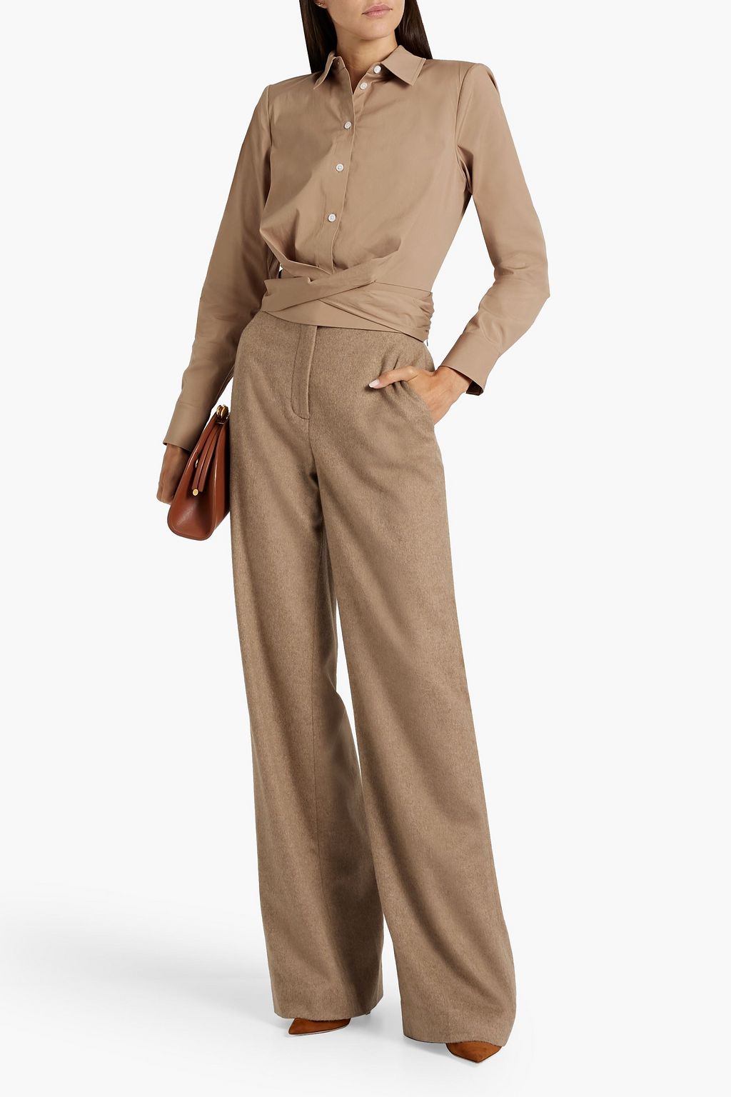 VERONICA BEARD Veroy wrap-effect cotton-blend poplin shirt