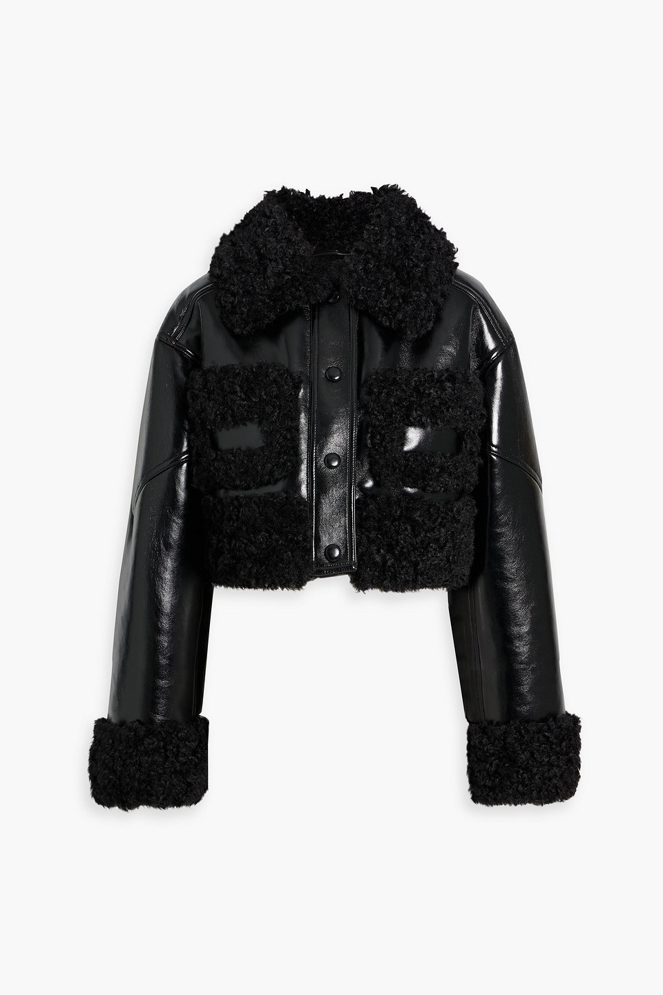 STAND STUDIO FLEUR CROPPED FAUX SHEARLING JACKET