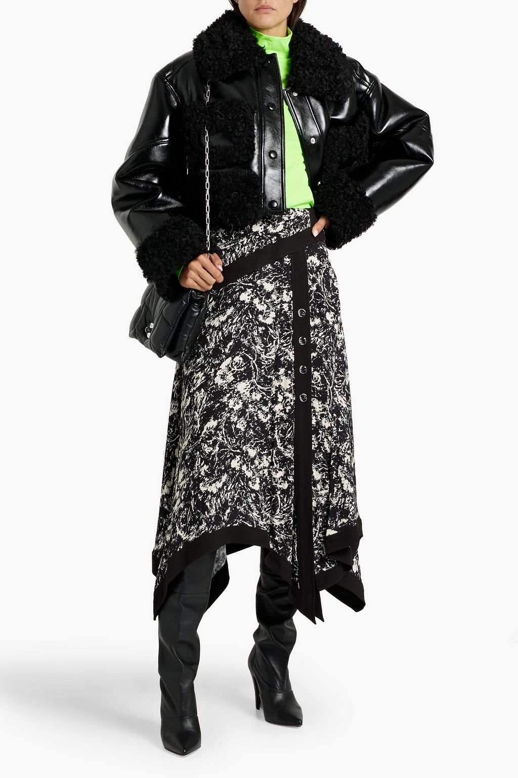 STAND STUDIO Fleur cropped faux shearling jacket