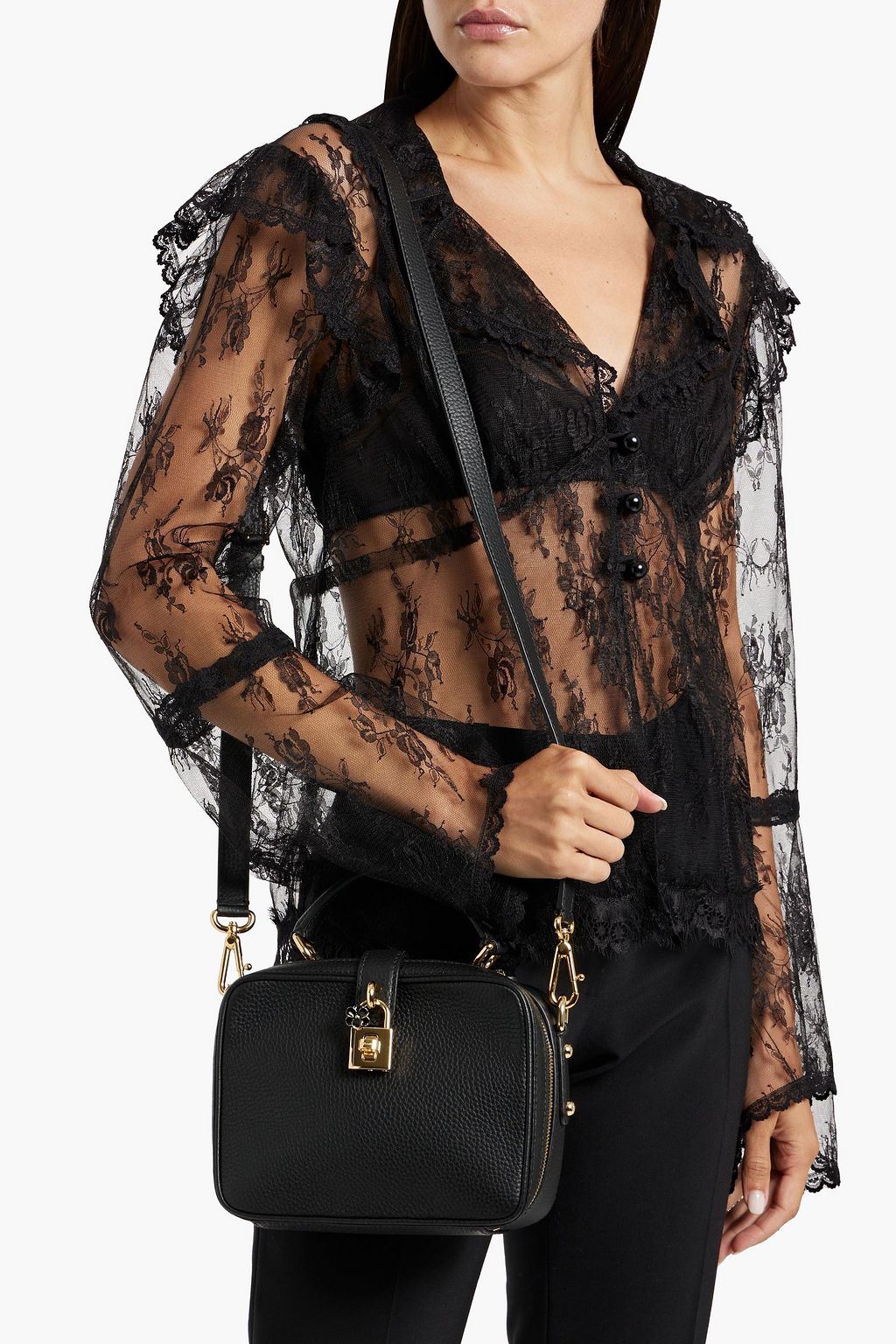 DOLCE&GABBANA Pebbled-leather shoulder bag