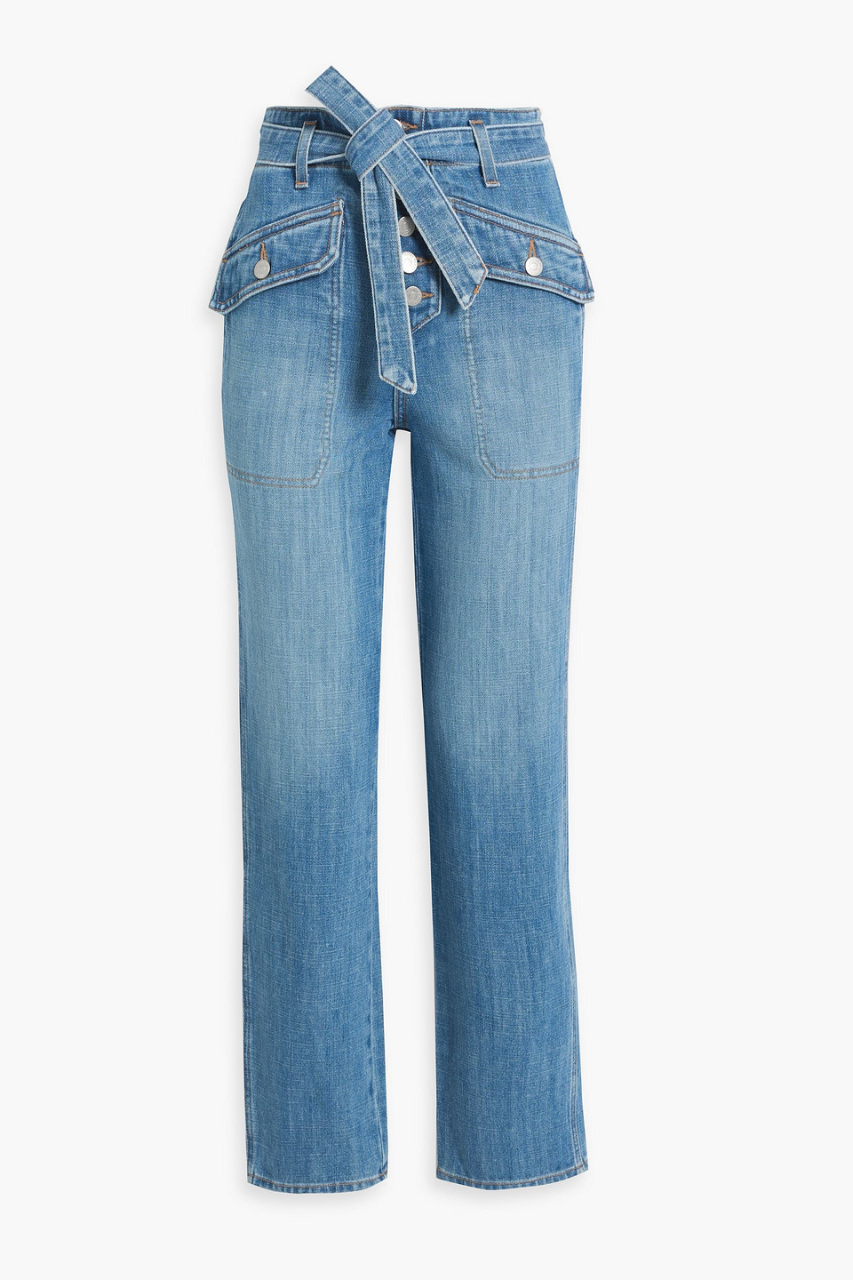 VERONICA BEARD RINLEY BELTED HIGH-RISE STRAIGHT-LEG JEANS