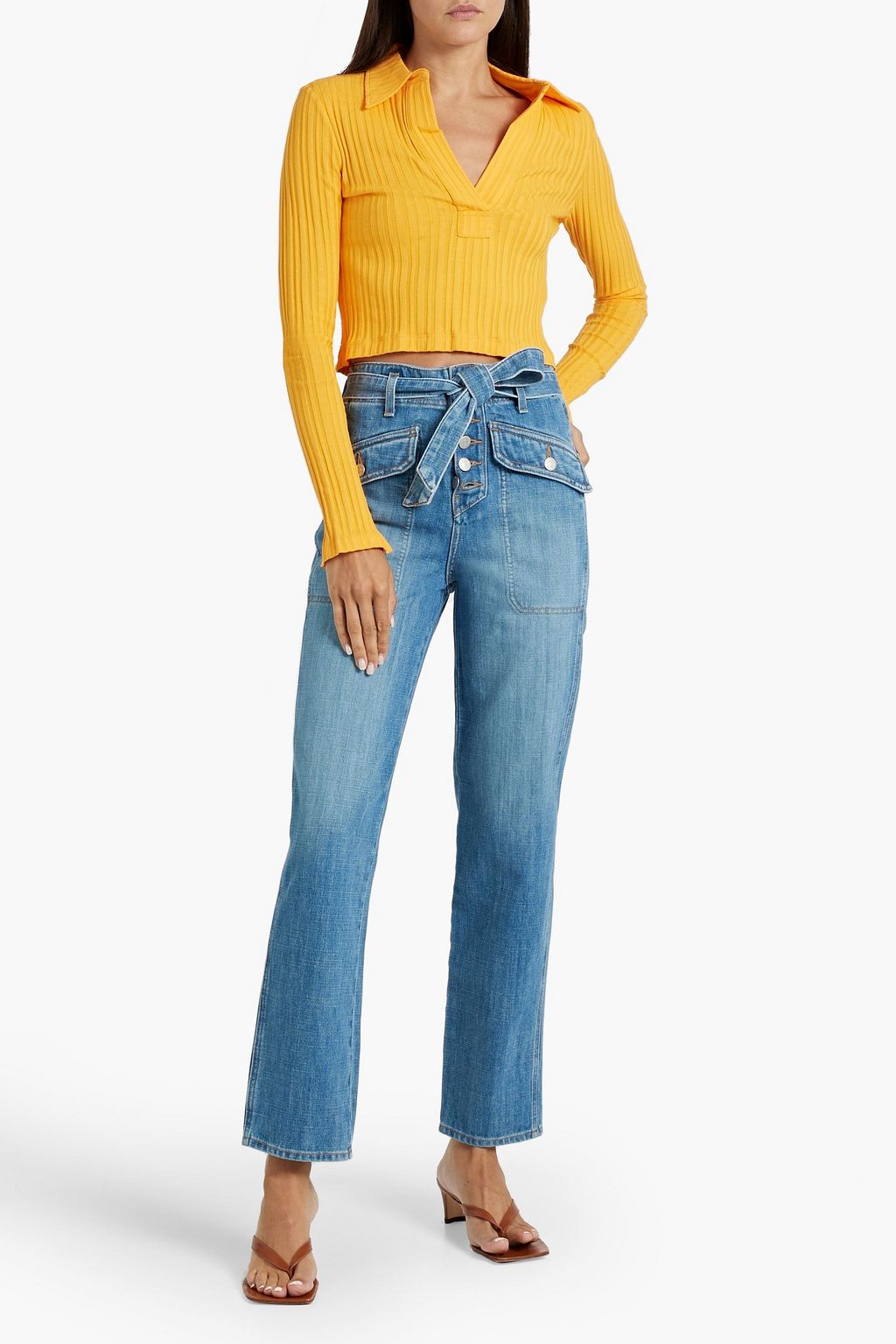 VERONICA BEARD Rinley belted high-rise straight-leg jeans