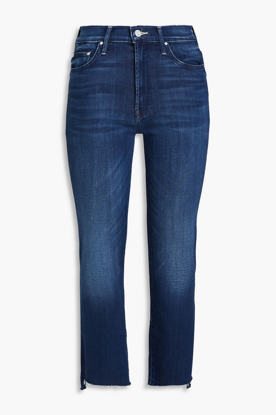 Mother Cropped High-rise Bootcut Jeans In Blue