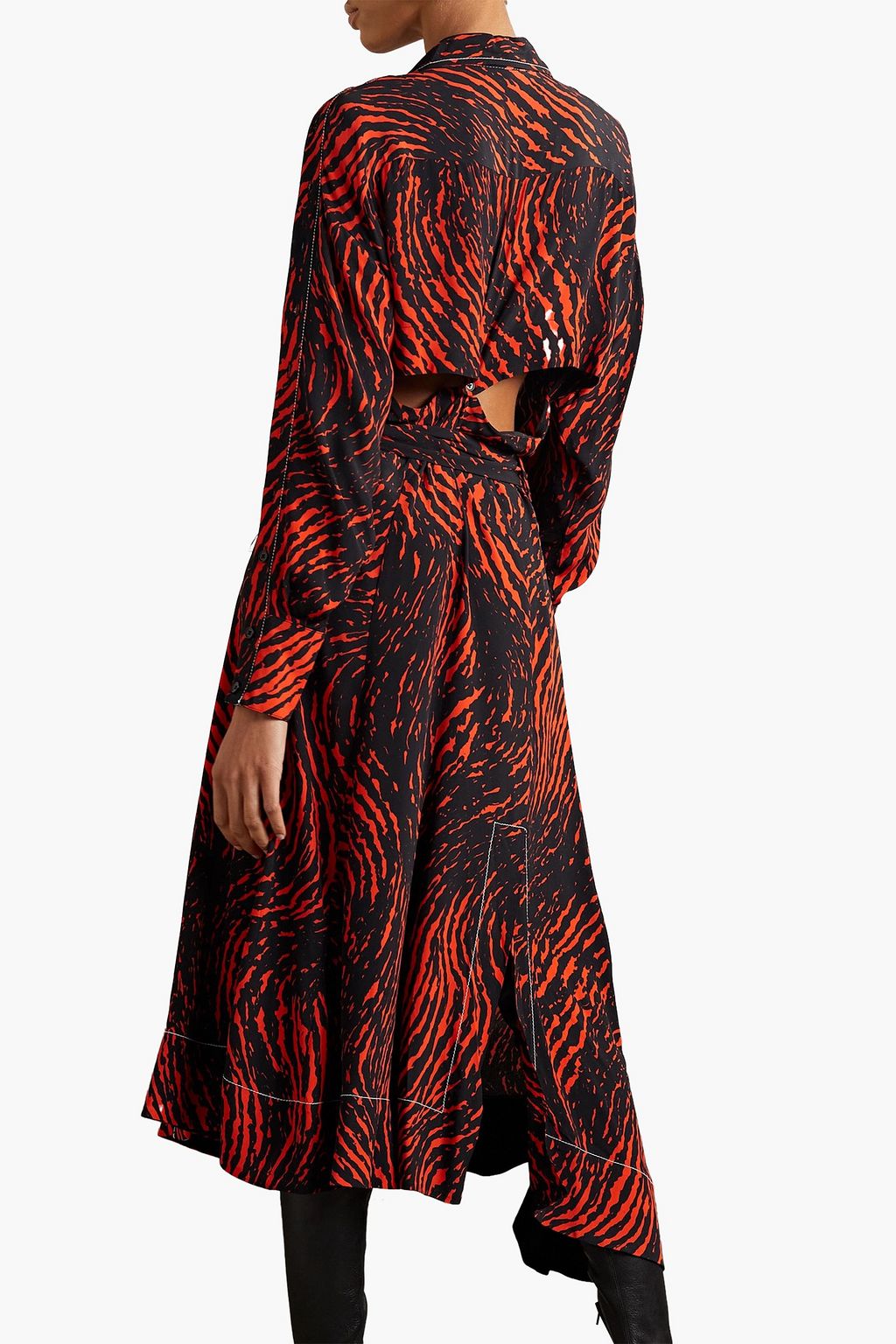 PROENZA SCHOULER Cutout printed crepe de chine wrap dress