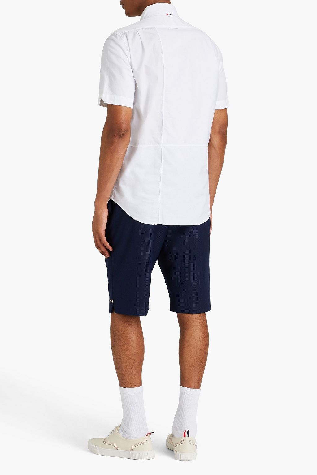 THOM BROWNE Oxford-paneled cotton-piqué shirt