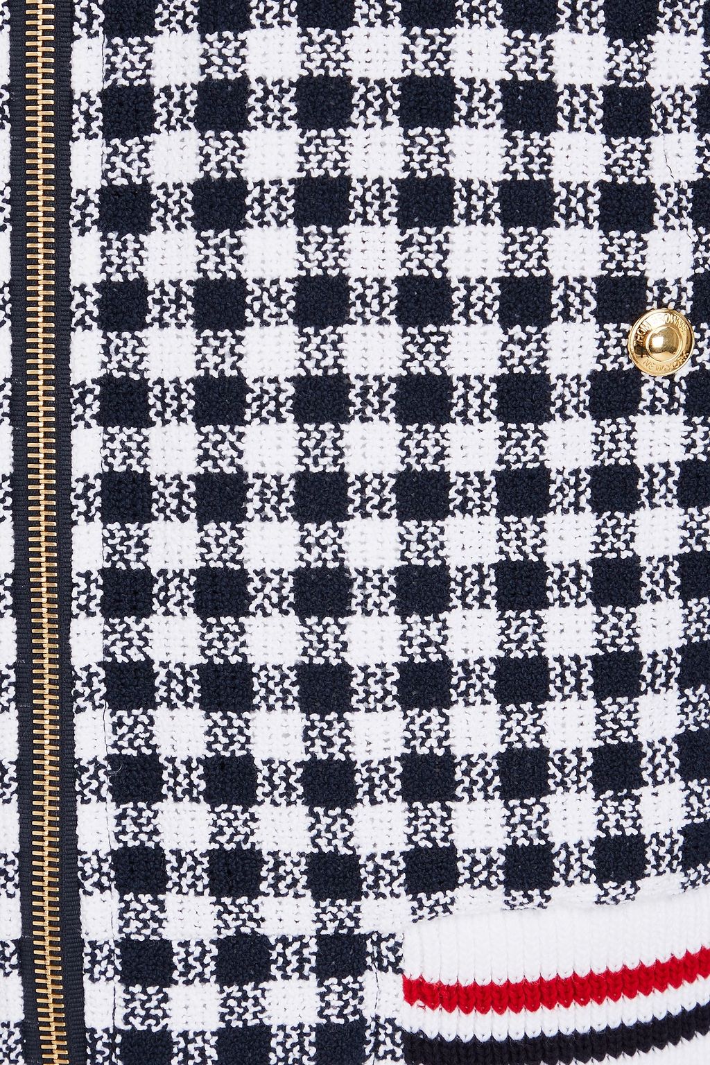 THOM BROWNE جاكيت بومر من القطن بحبكة بوكليه مزين بطبعة مربعات