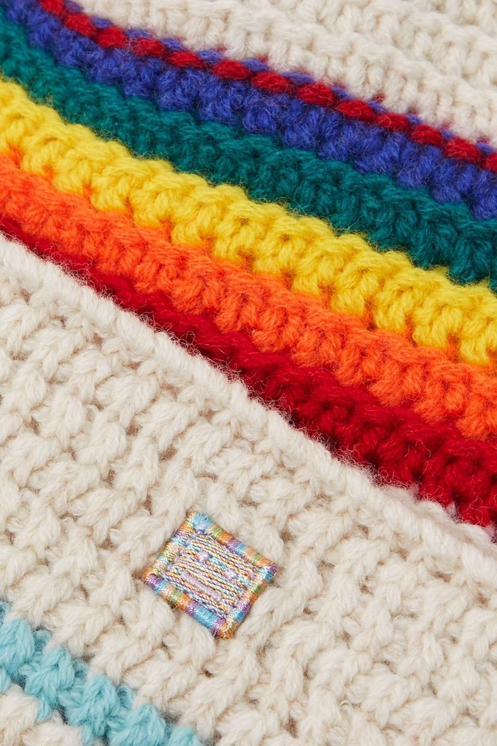 ACNE STUDIOS Appliquéd striped crochet-knit wool beanie