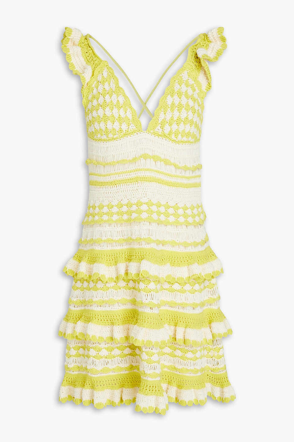 Ruffled crocheted cotton mini dress
