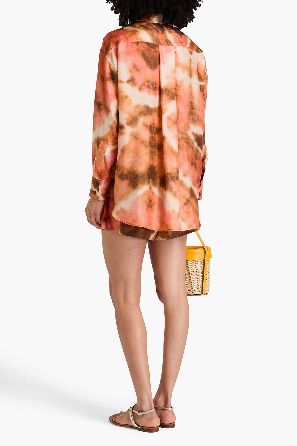 Zimmermann Oversized Tie-dyed Silk-satin Shirt In Korallenrot