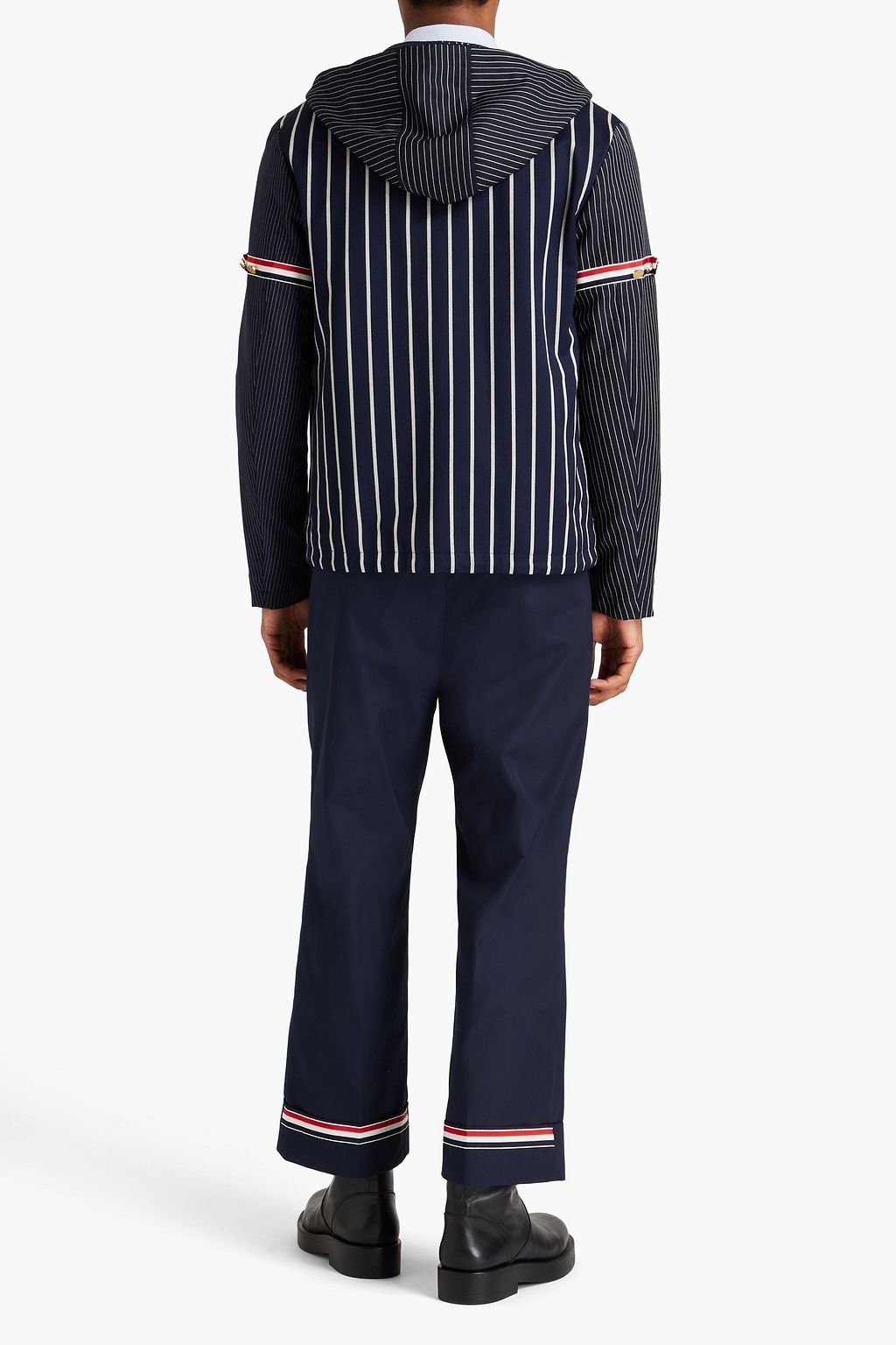 THOM BROWNE Striped wool and cotton-blend twill jacket