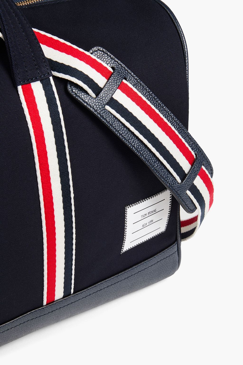 THOM BROWNE Textured-leather and canvas weekend bag