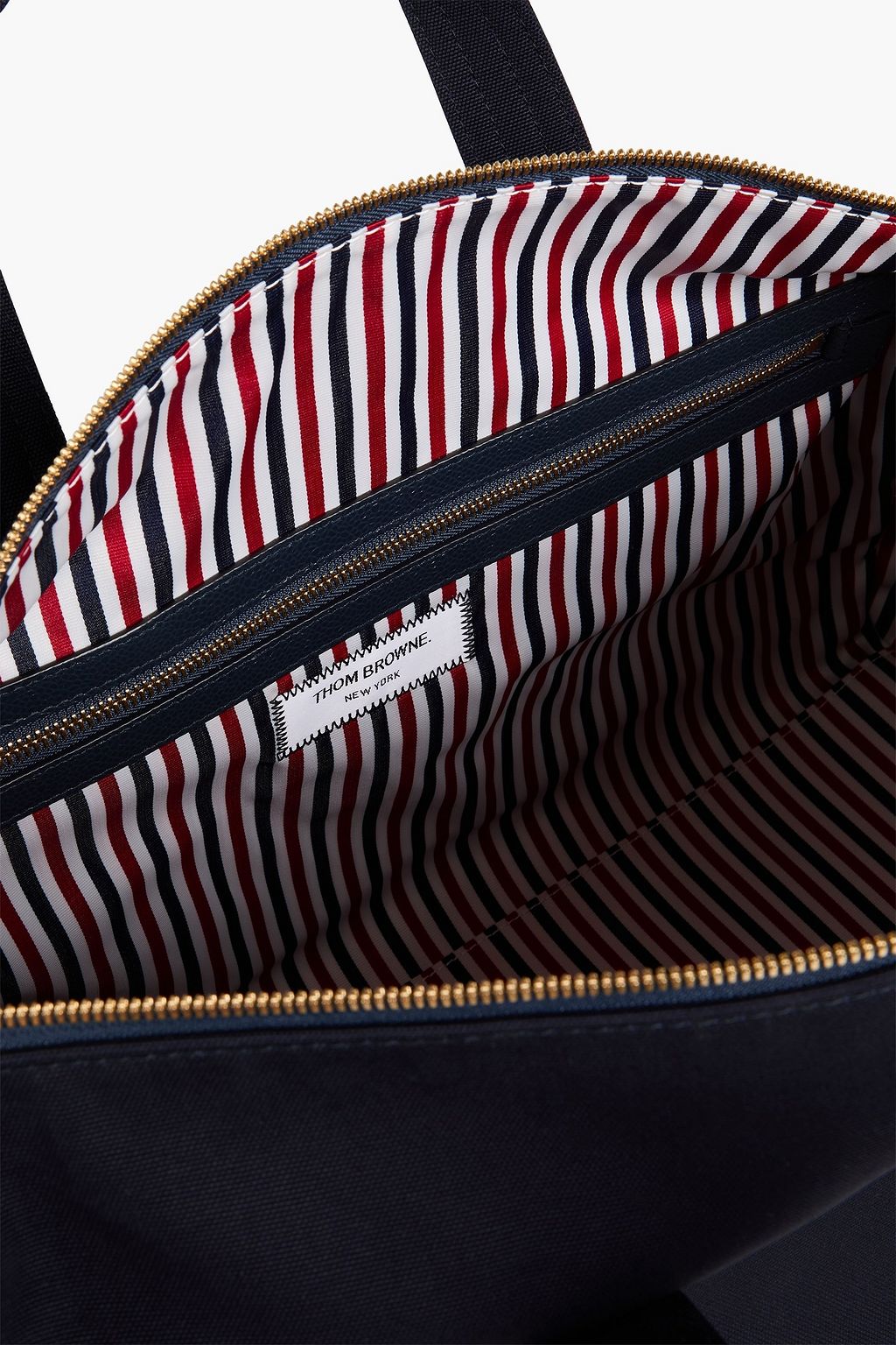 THOM BROWNE Textured-leather and canvas weekend bag
