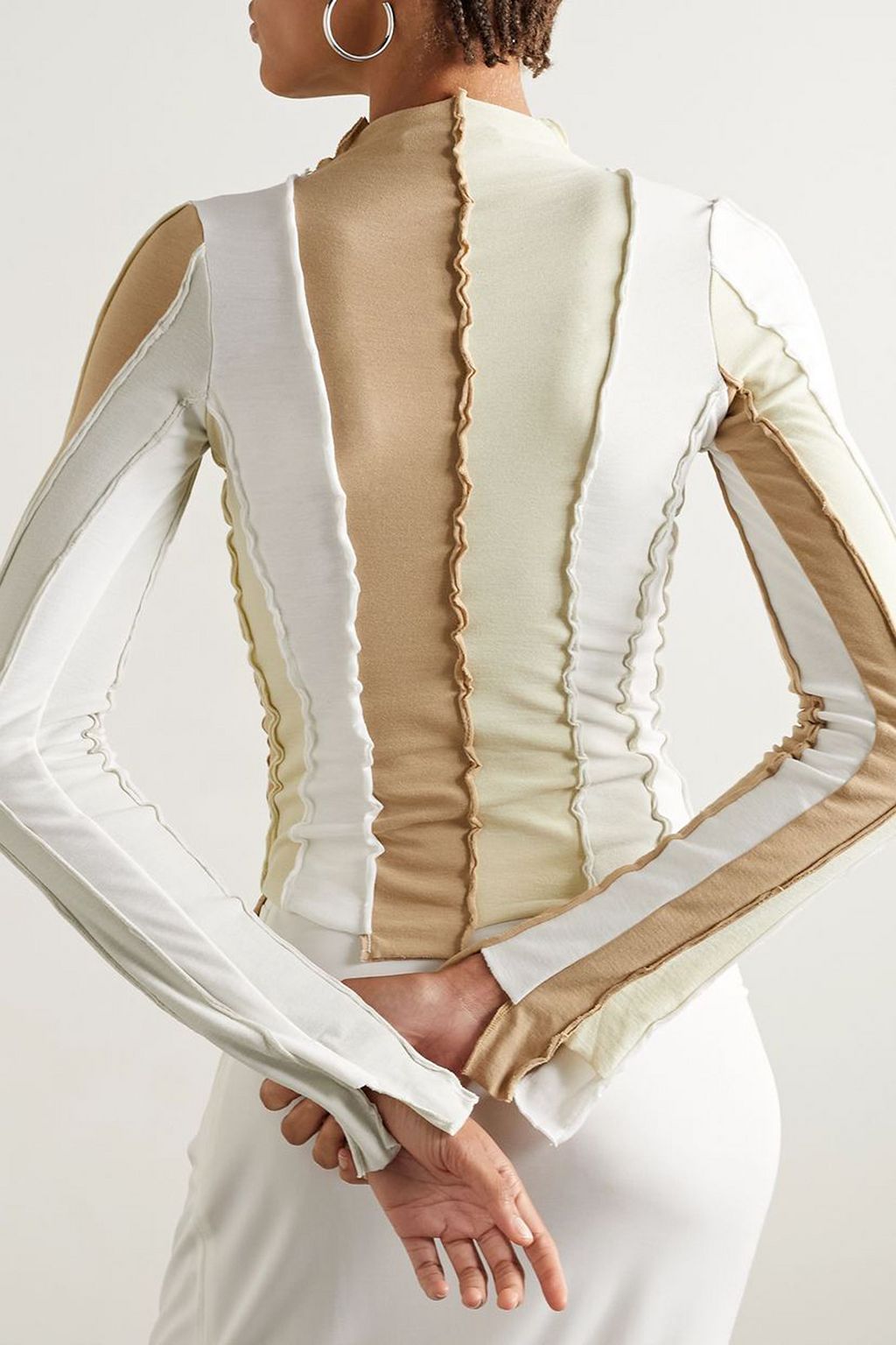 INTERIOR The Locasia patchwork color-block cotton-jersey top