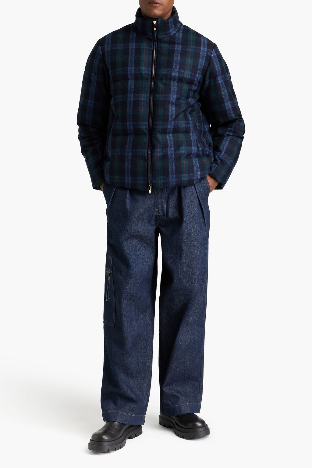 THOM BROWNE Reversible quilted checked wool and cashmere-blend flannel jacket