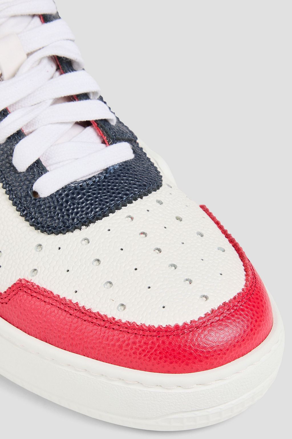 THOM BROWNE Color-block pebbled-leather high-top sneakers