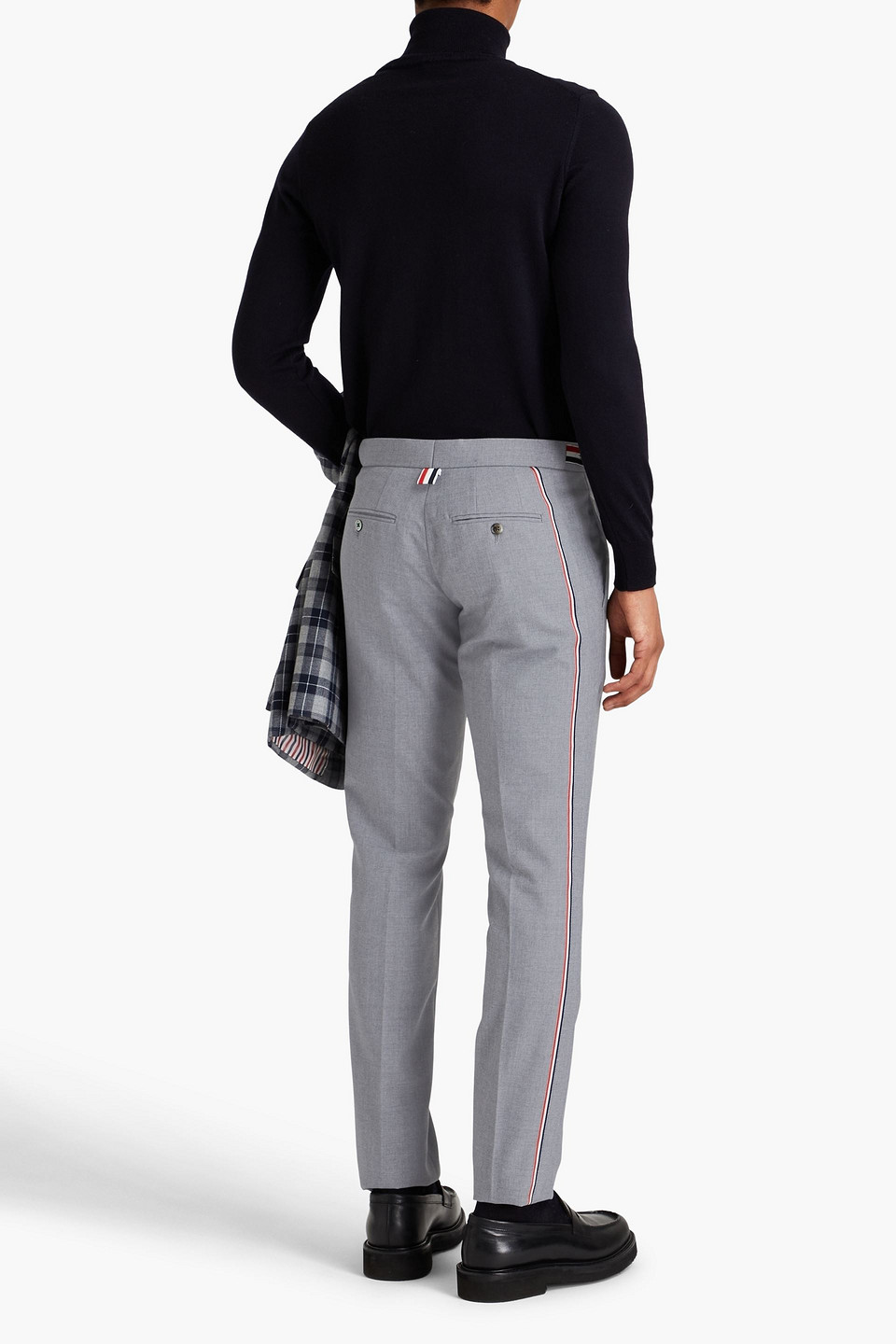 Thom Browne Slim-fit Striped Wool-blend Pants In Gray