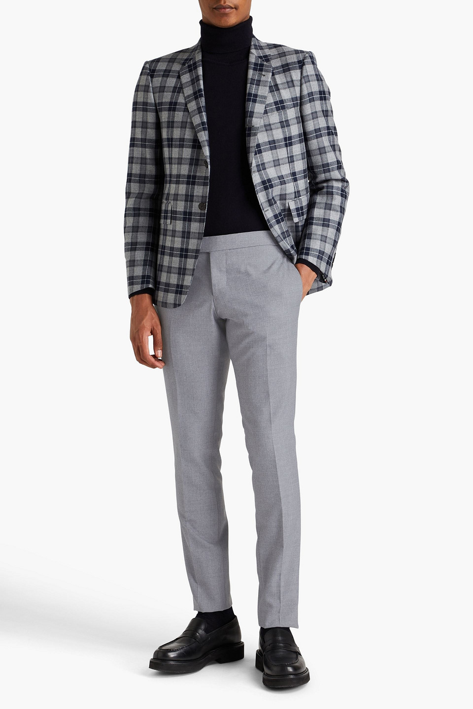 Thom Browne Slim-fit Striped Wool-blend Pants In Gray