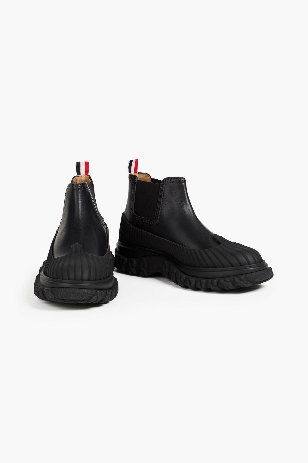 THOM BROWNE Rubber-trimmed leather Chelsea boots