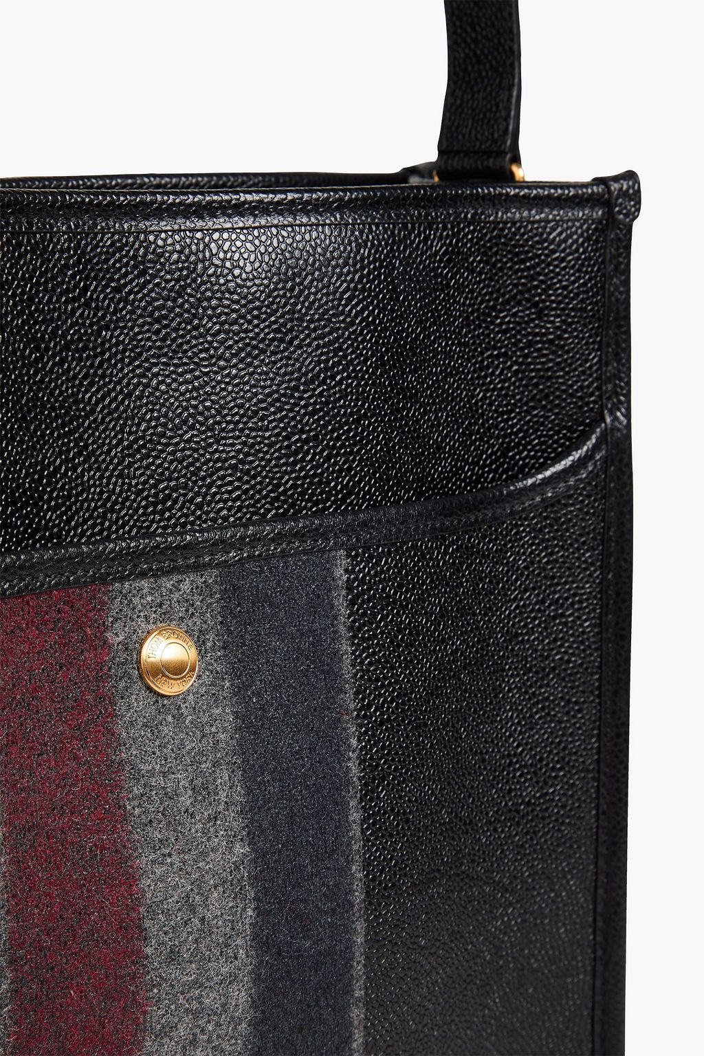 THOM BROWNE Felt-trimmed pebbled-leather messenger bag