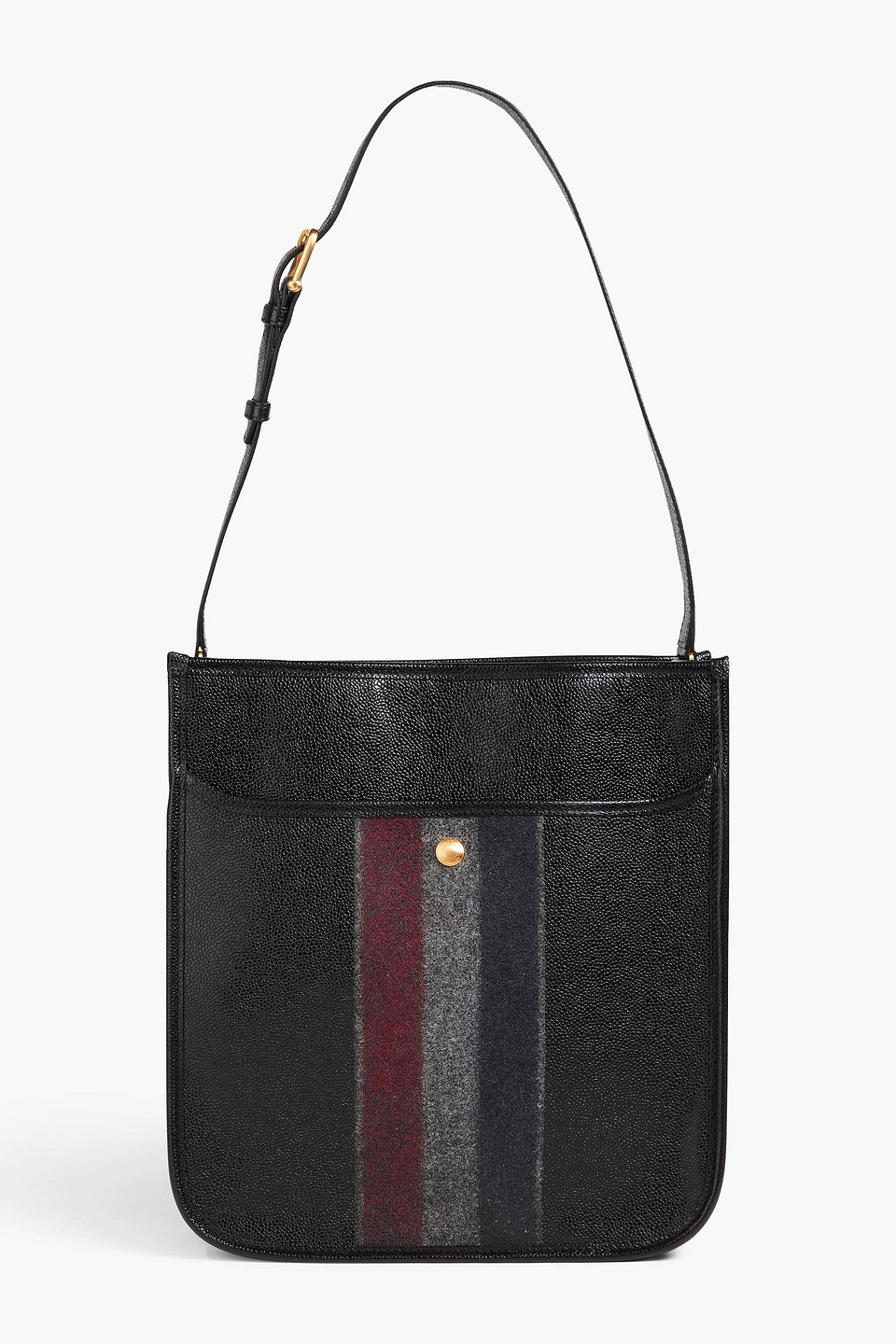 Felt-trimmed pebbled-leather messenger bag