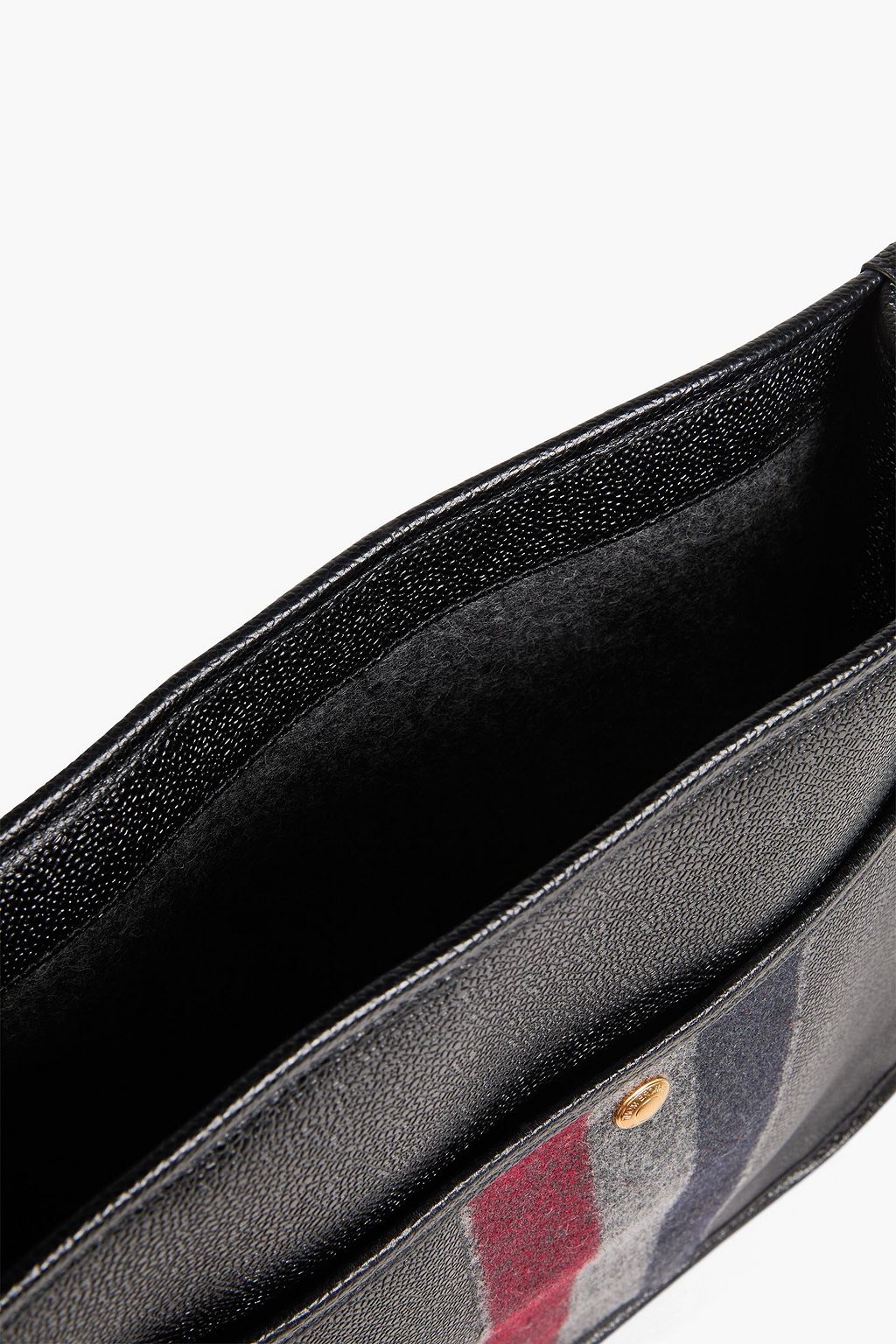 THOM BROWNE Felt-trimmed pebbled-leather messenger bag