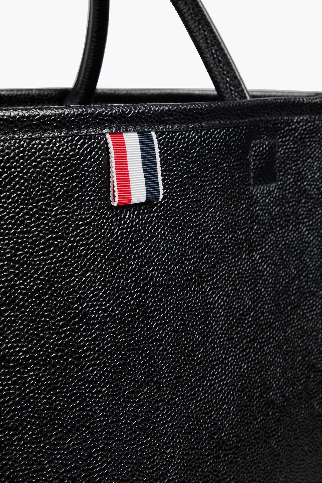 THOM BROWNE Felt-trimmed pebbled-leather tote