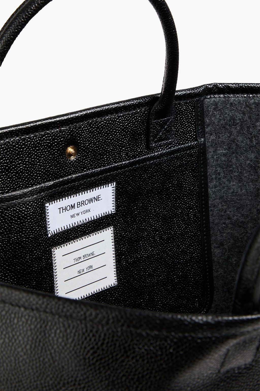 THOM BROWNE Felt-trimmed pebbled-leather tote