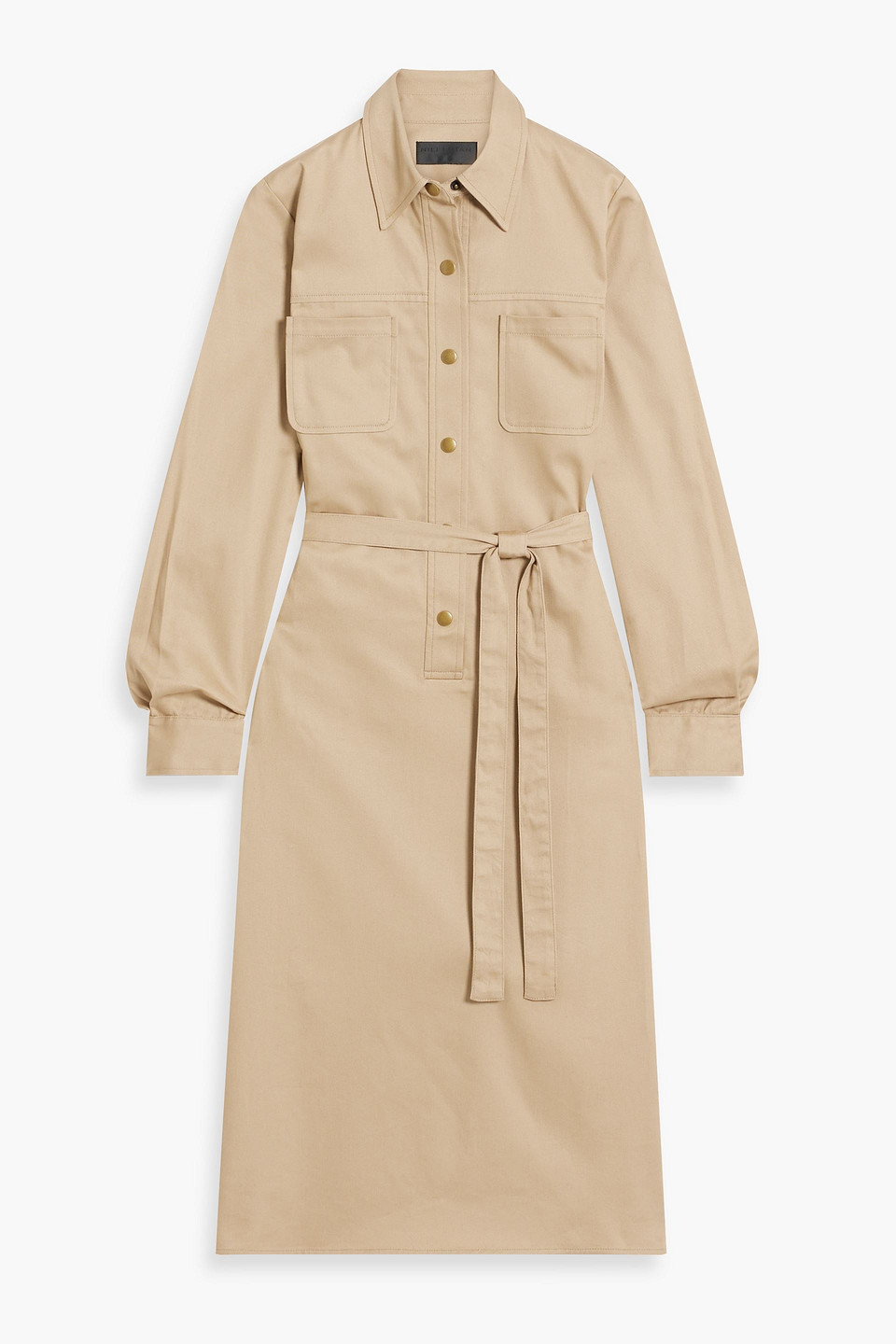 Nili Lotan Agatha Cotton-twill Midi Shirt Dress In Sand