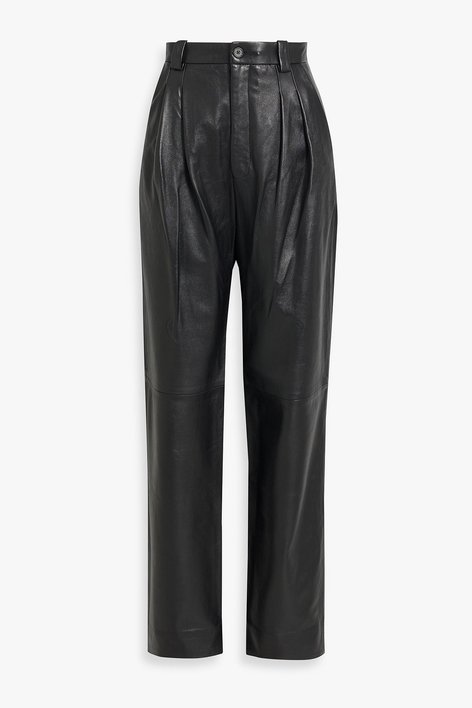 Nili Lotan Etienne Leather Straight-leg Pants In Black