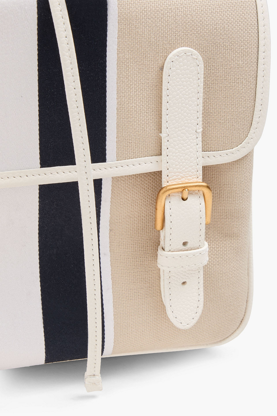 Thom Browne Leather-trimmed Canvas Backpack In Beige