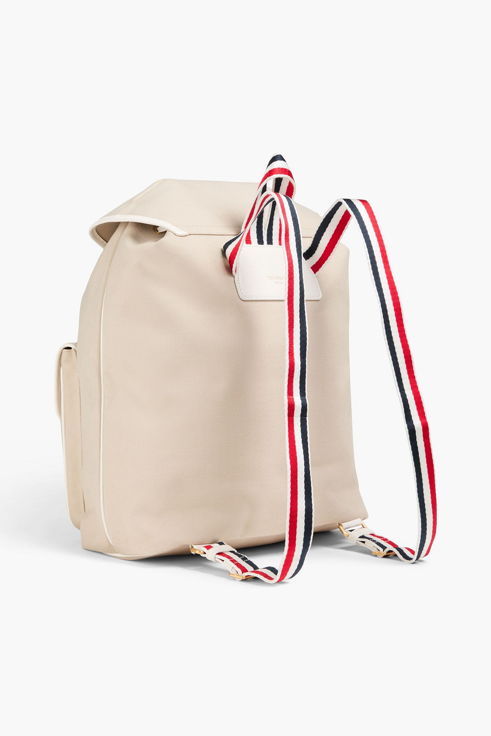 Thom Browne Leather-trimmed Canvas Backpack In Beige