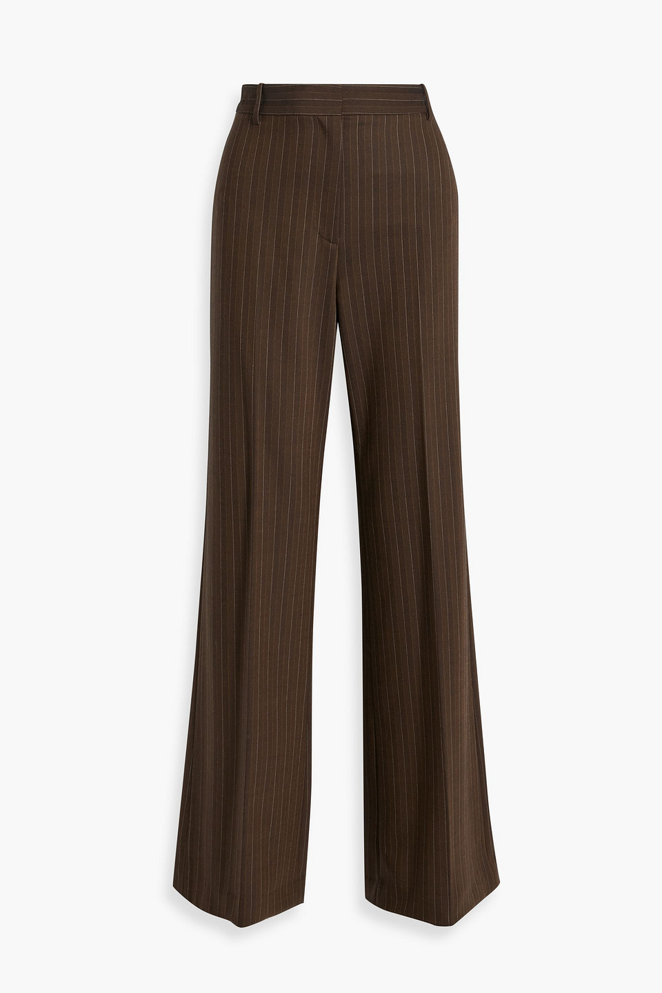 Nili Lotan Arielle Pinstriped Wool-blend Twill Flared Pants In Chocolate