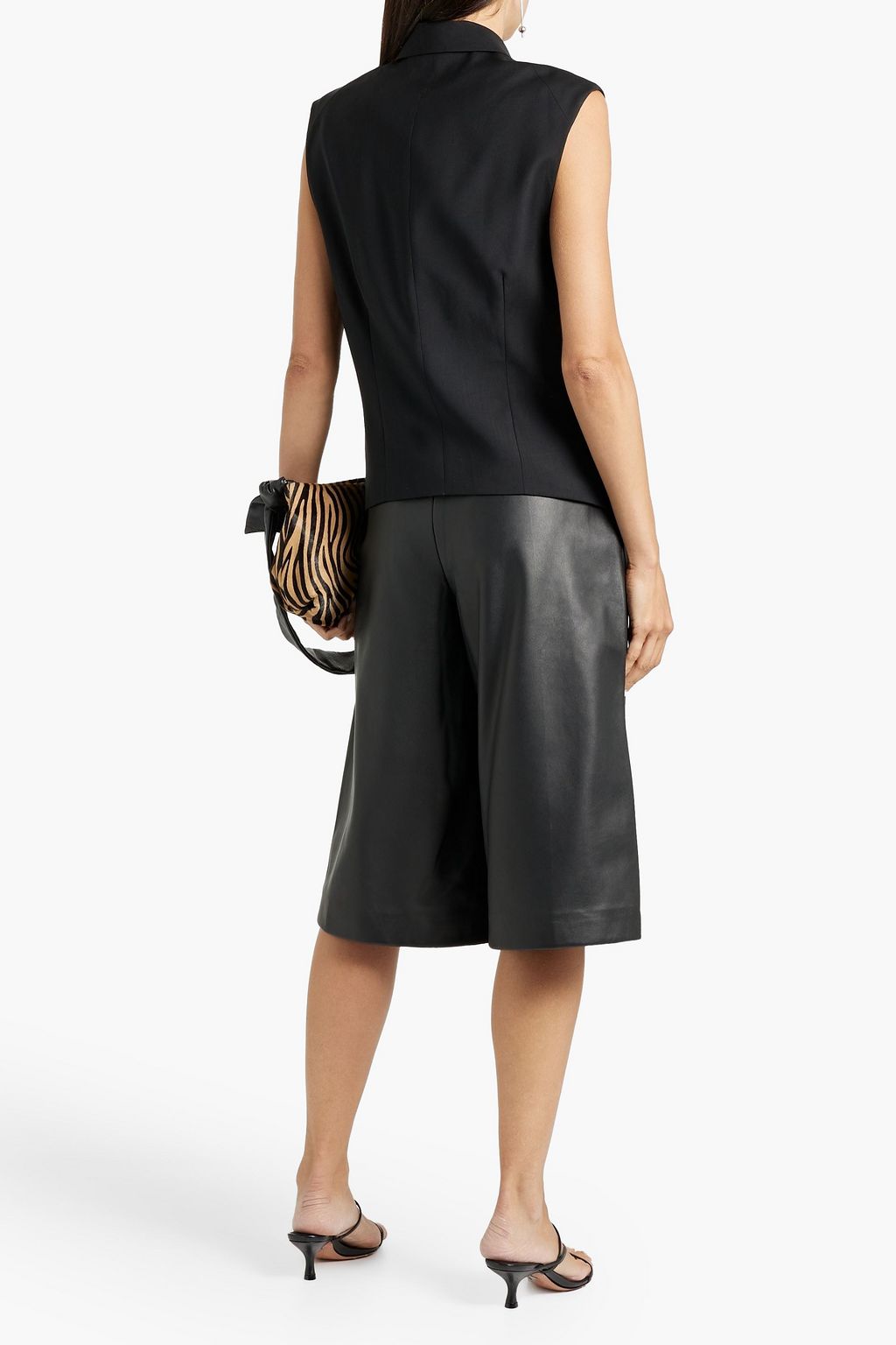 NILI LOTAN Layne pleated leather shorts