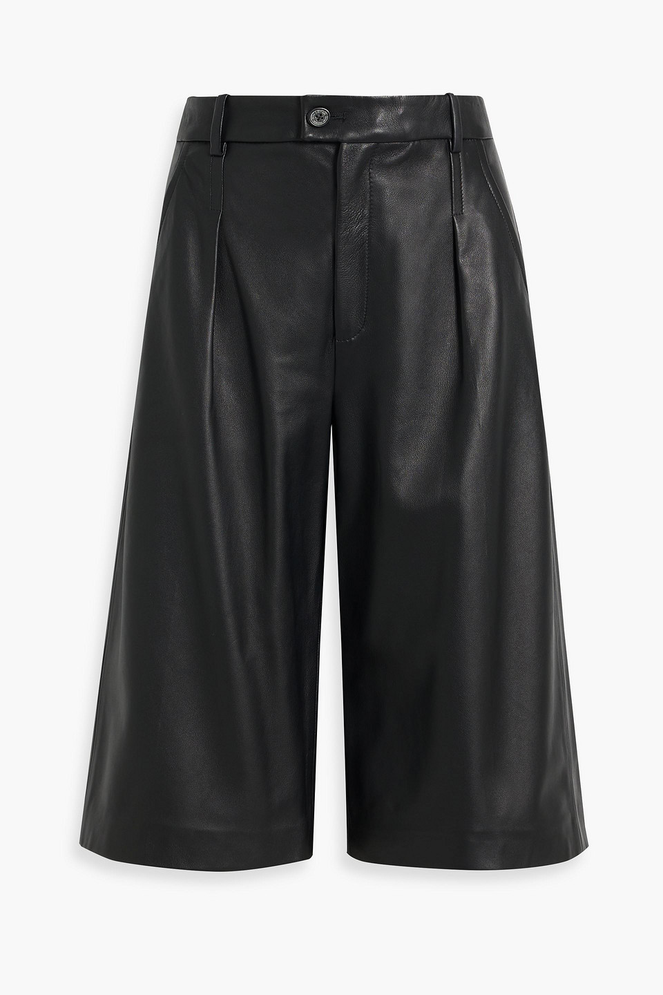 Nili Lotan Layne Pleated Leather Shorts In Black