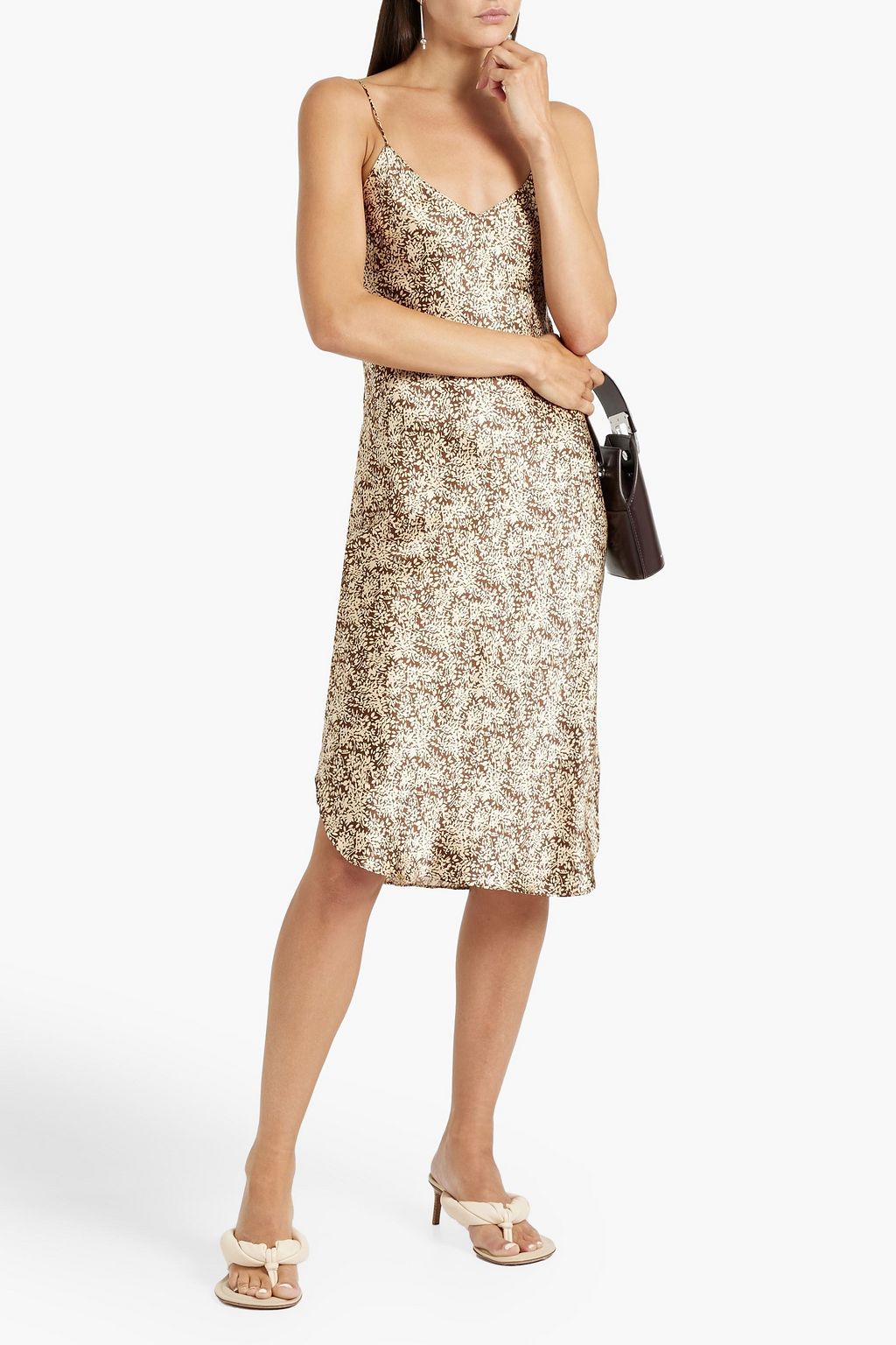 NILI LOTAN Floral-print silk-satin midi slip dress