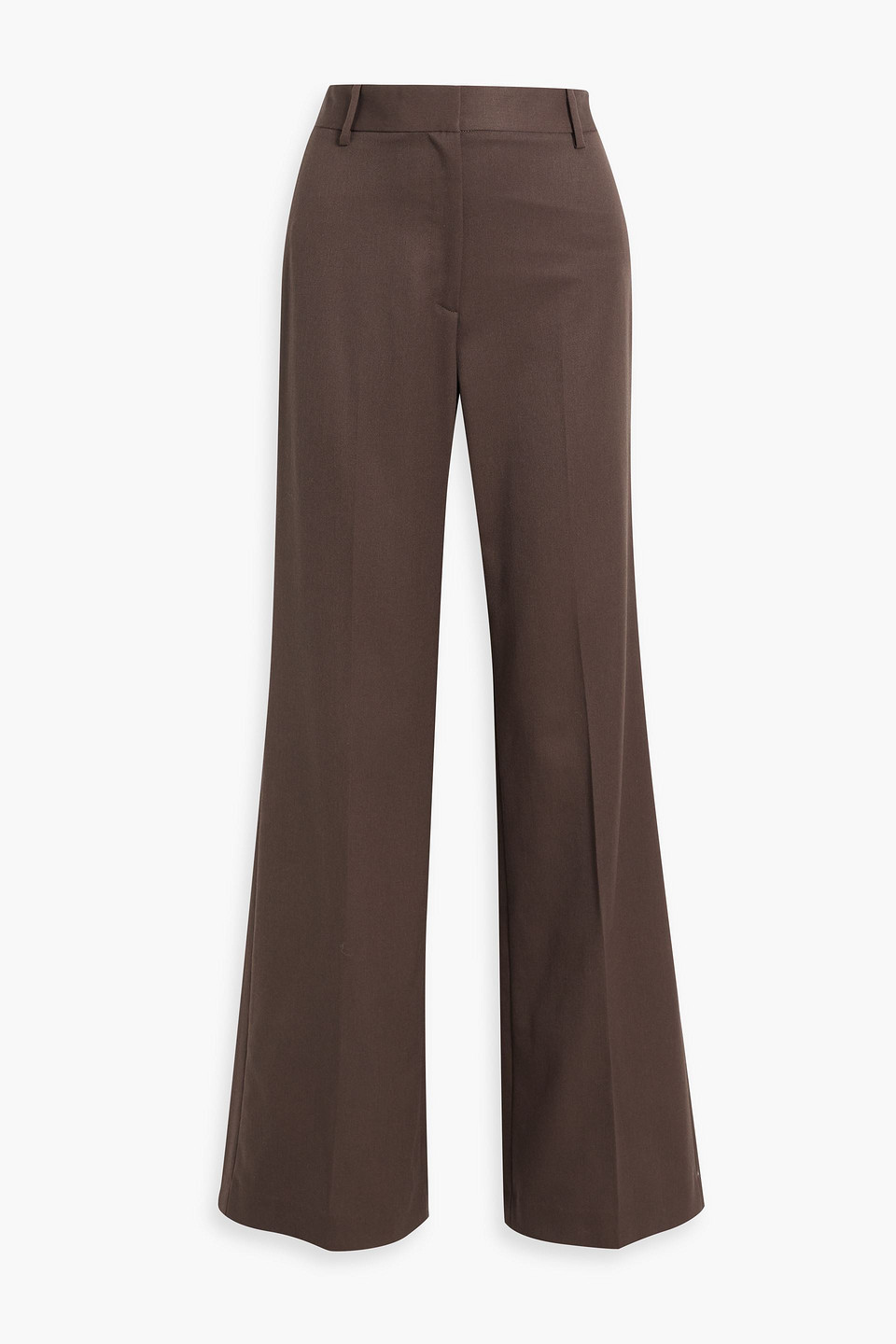Nili Lotan Arielle Wool-twill Flared Pants In Dark Brown