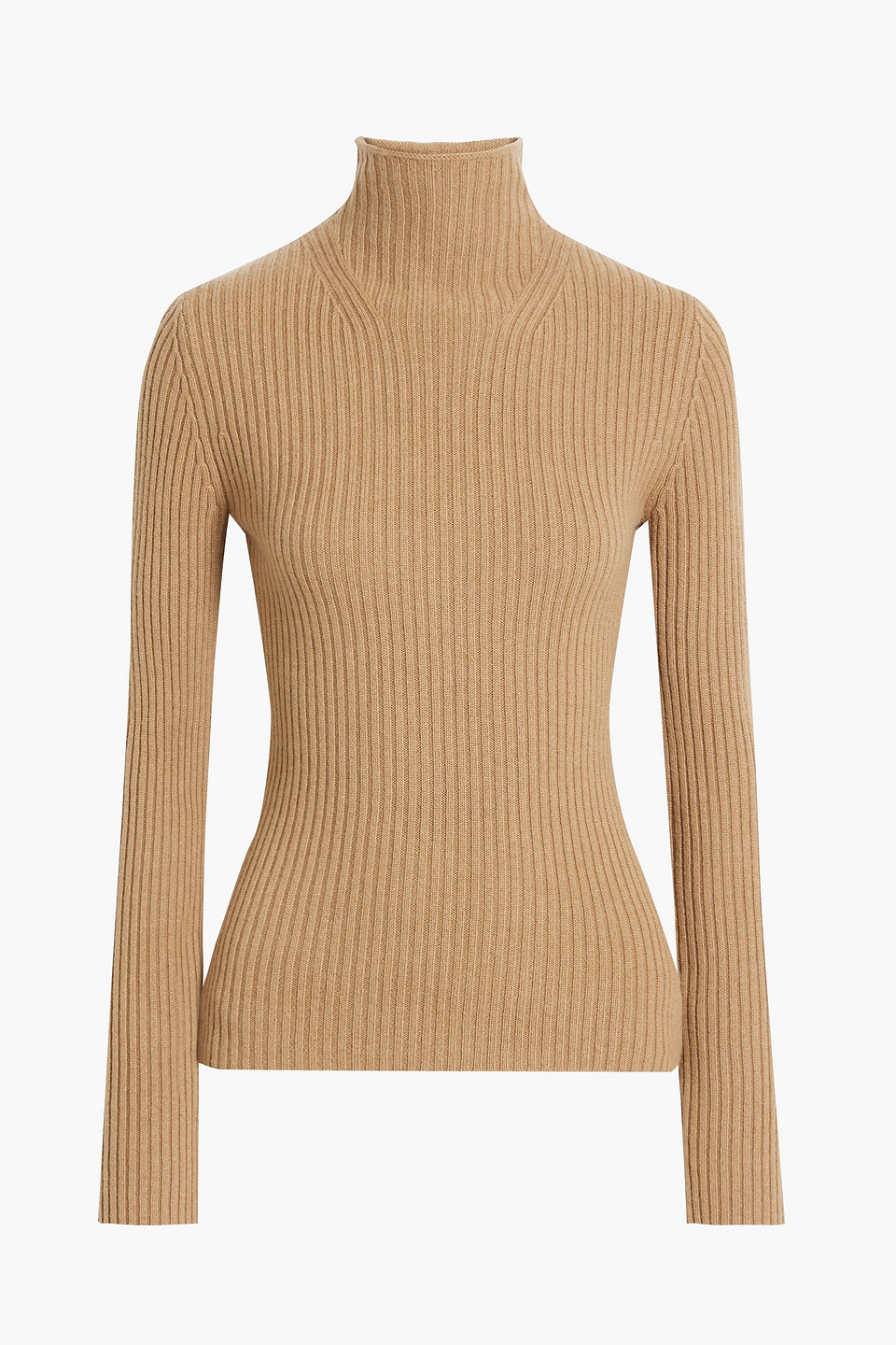 Nili Lotan Freda Ribbed Cashmere Turtleneck Sweater In Camel