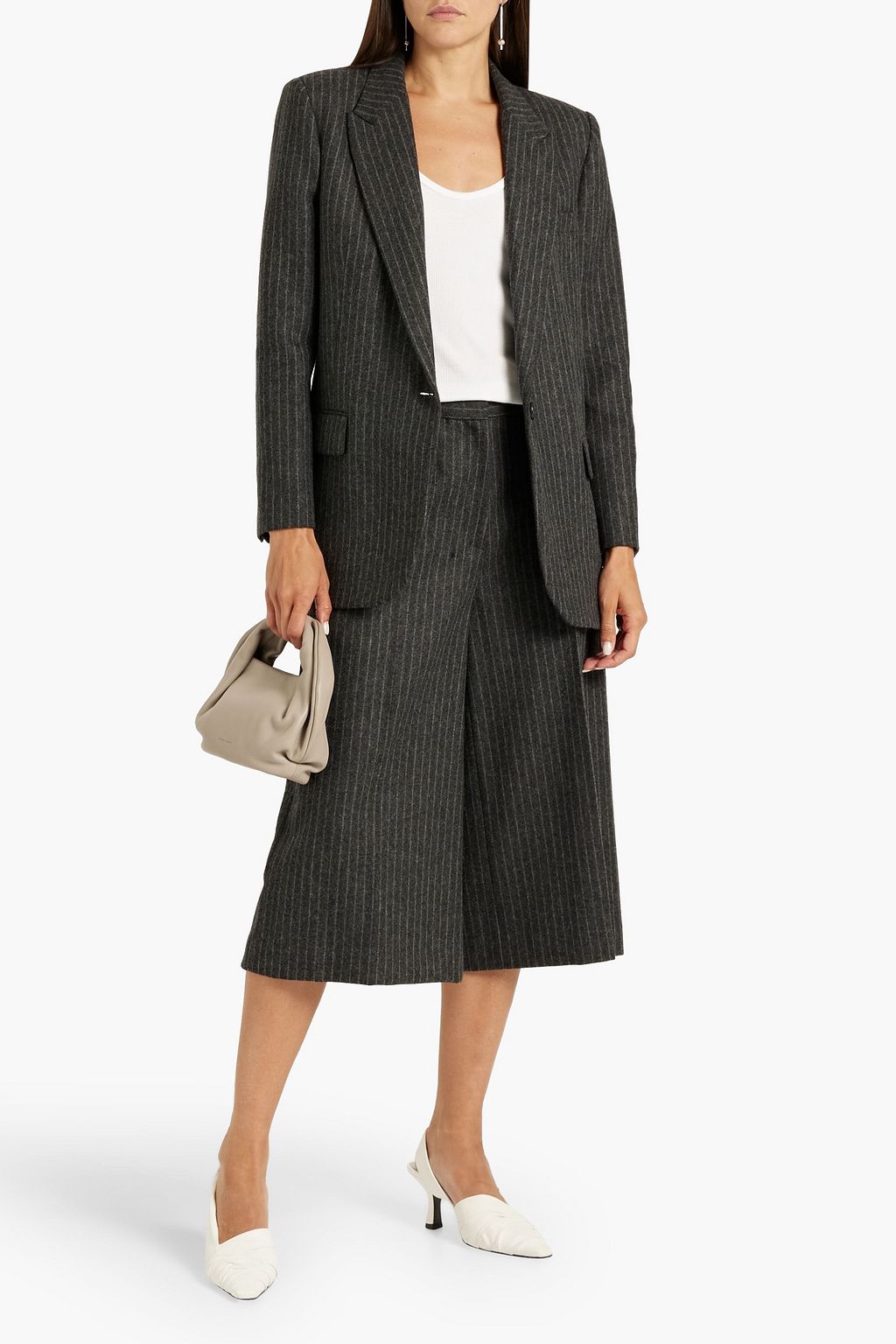 NILI LOTAN Ilford pinstriped wool-felt culottes