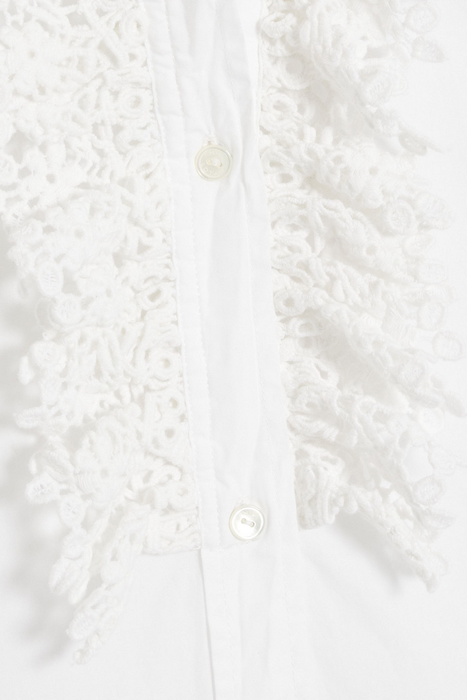 NILI LOTAN REINA CROCHET-TRIMMED COTTON-POPLIN SHIRT