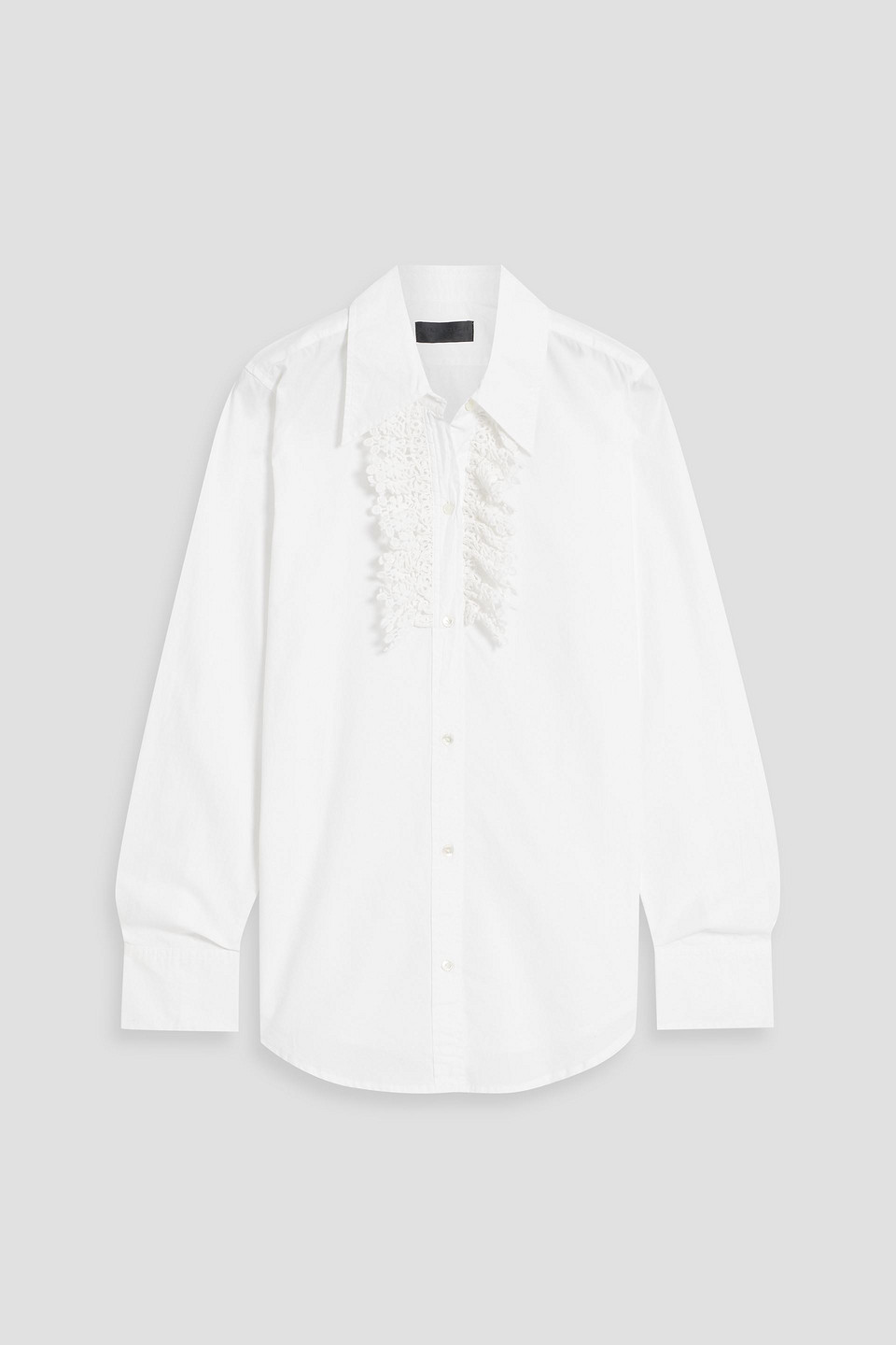 Nili Lotan Reina Crochet-trimmed Cotton-poplin Shirt In White
