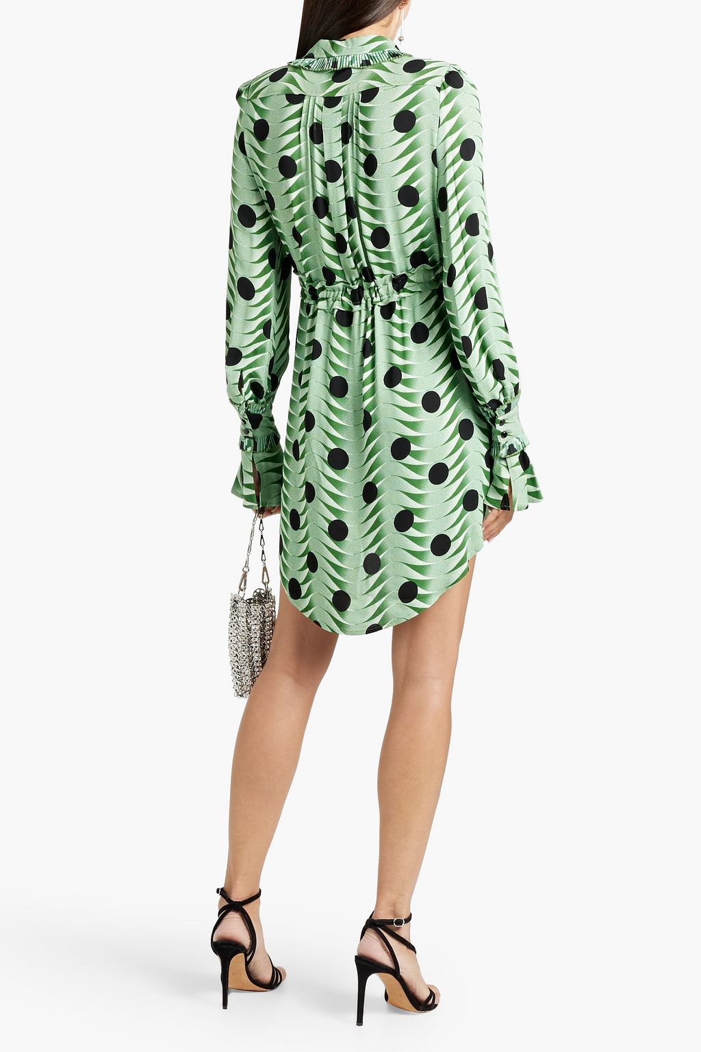 RABANNE Printed crepe mini shirt dress
