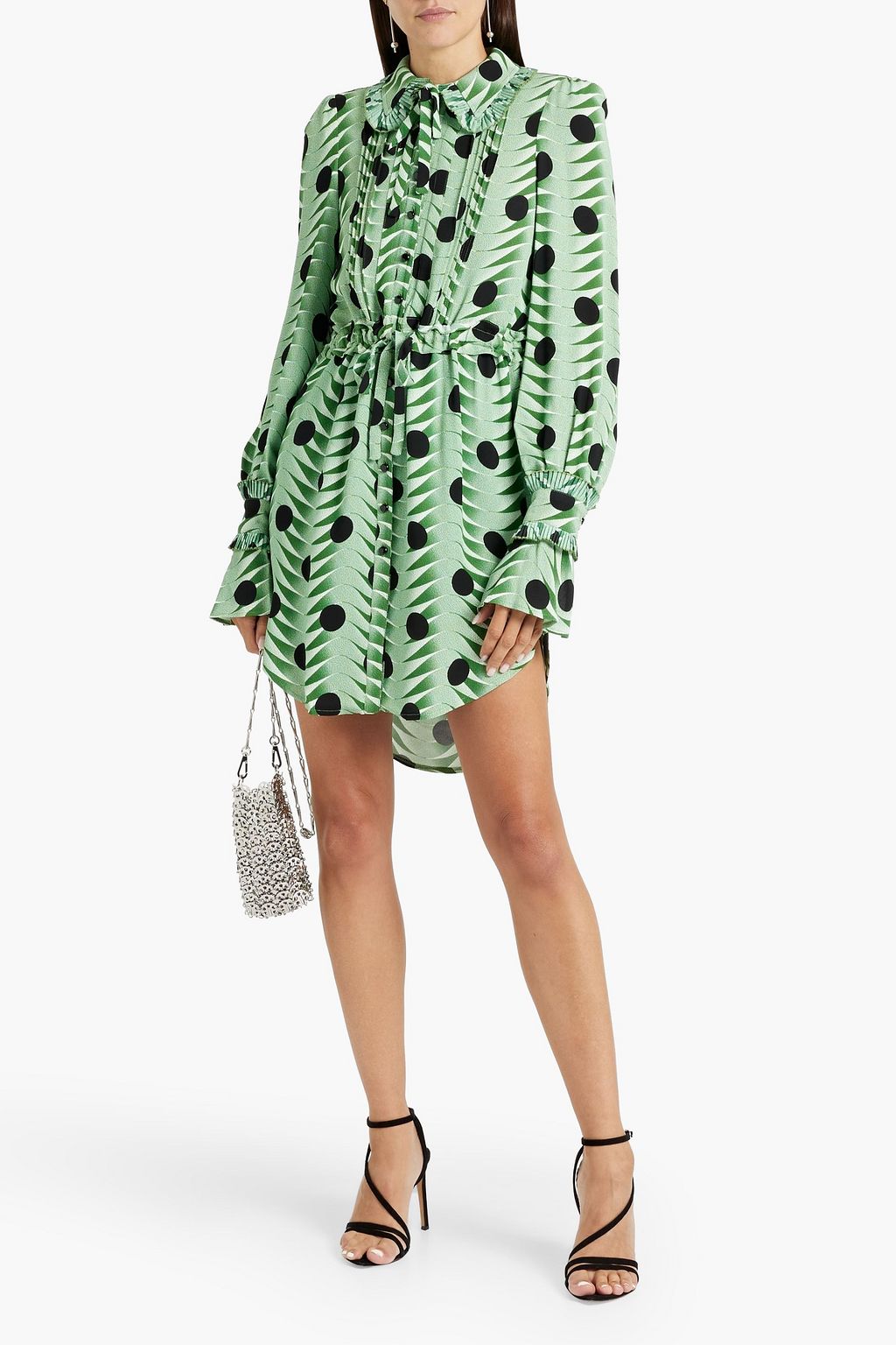 RABANNE Printed crepe mini shirt dress
