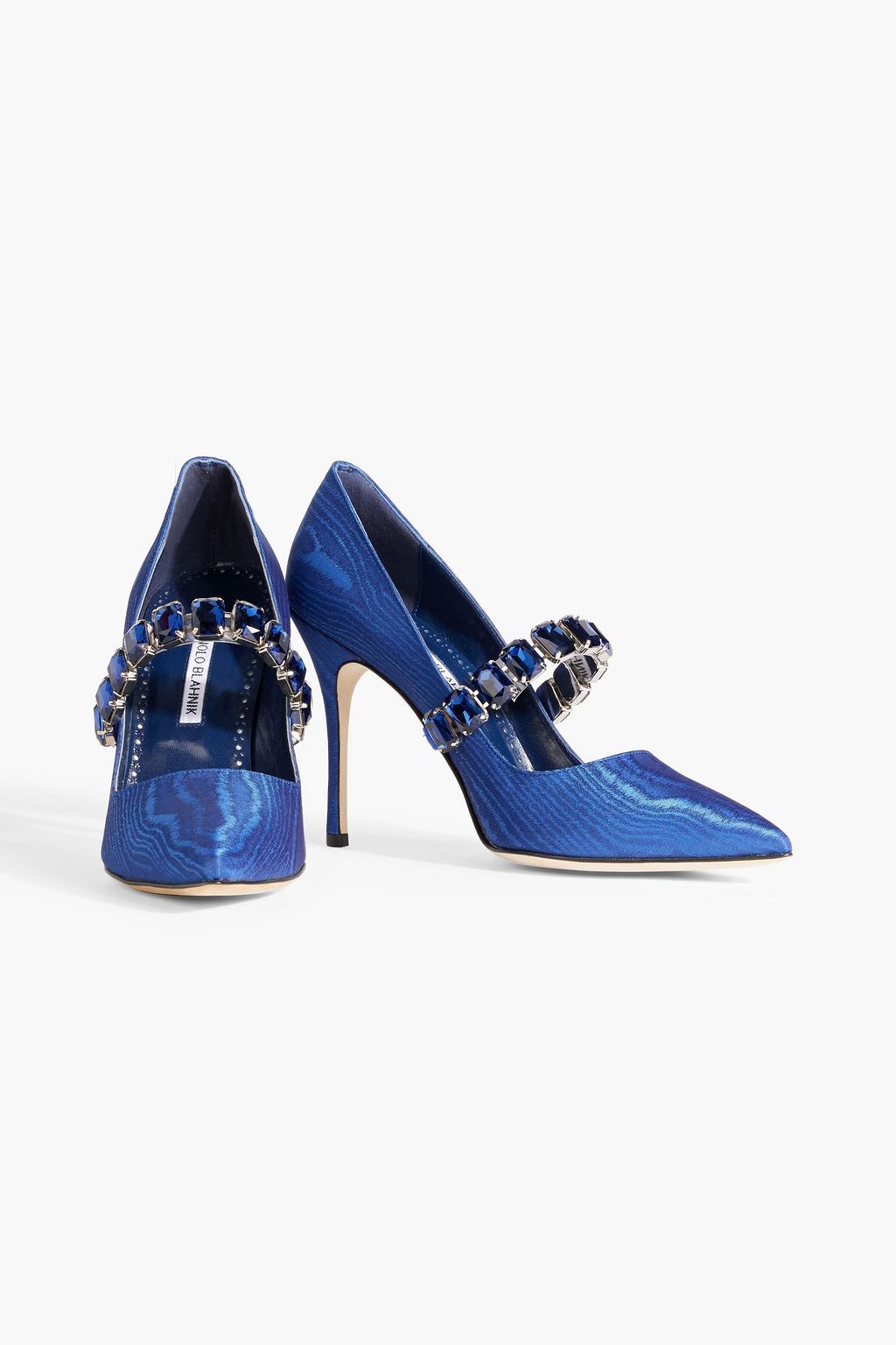 MANOLO BLAHNIK Humiba 105 crystal-embellished moire pumps