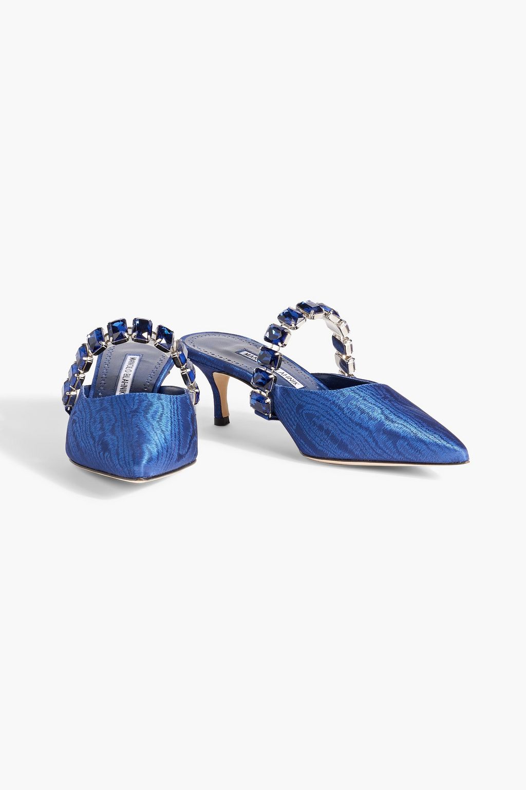 MANOLO BLAHNIK Humibamu 50 crystal-embellished moire mules