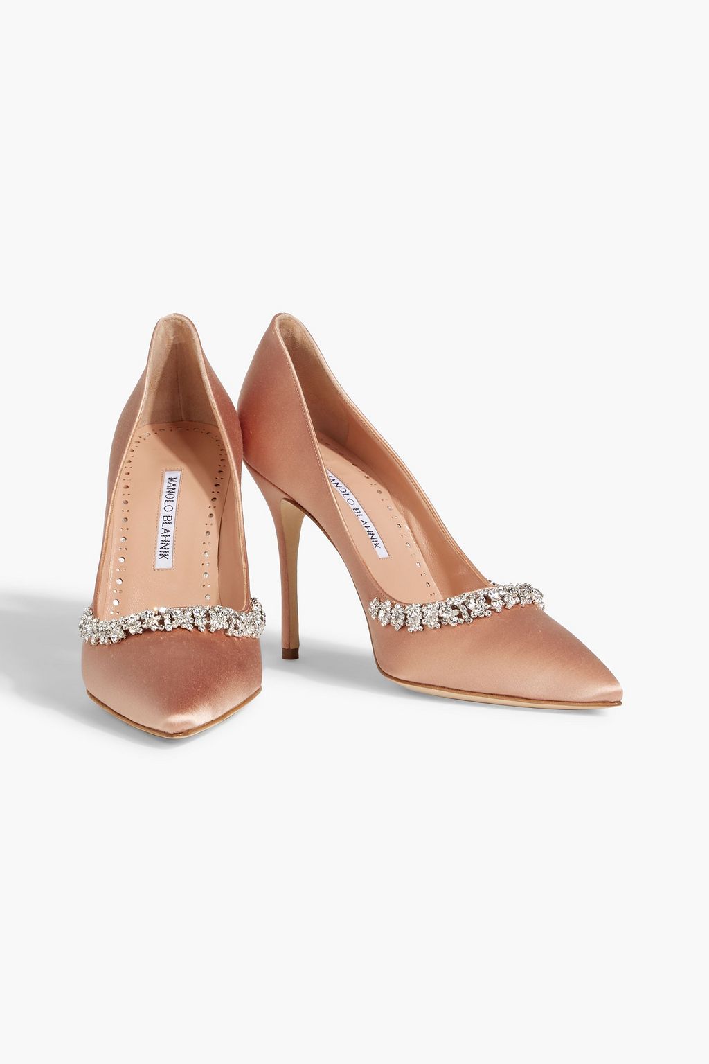MANOLO BLAHNIK Olarana 105 crystal-embellished satin pumps