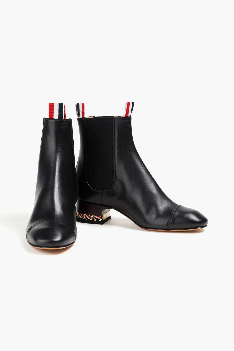 Thom Browne Leather Chelsea Boots In Black