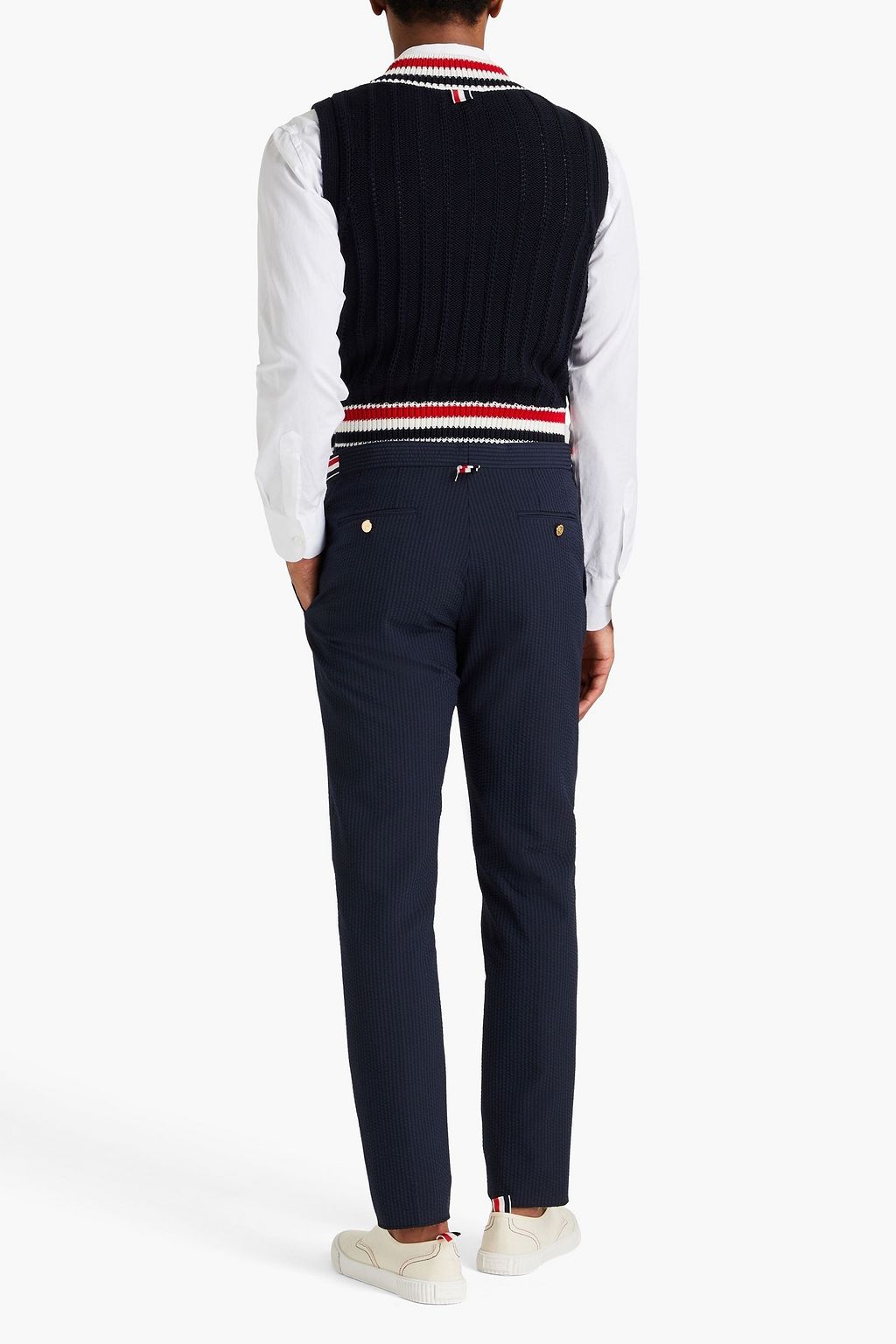 THOM BROWNE Gestreifte Hose aus Seersucker aus Wolle