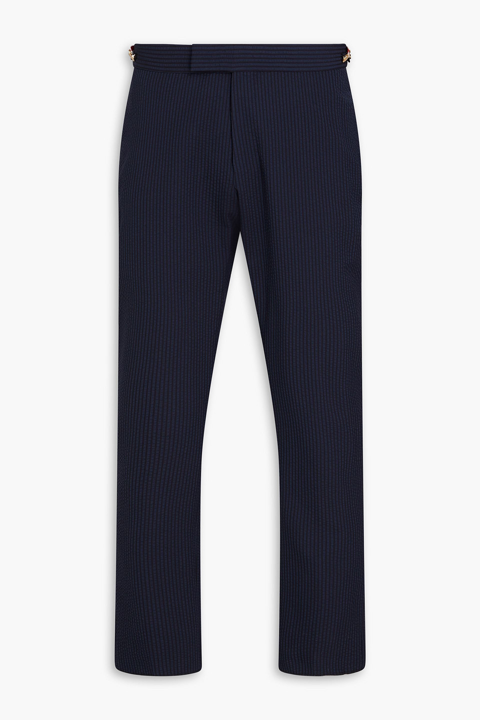 thom browne - striped wool seersucker pants - blue - 3